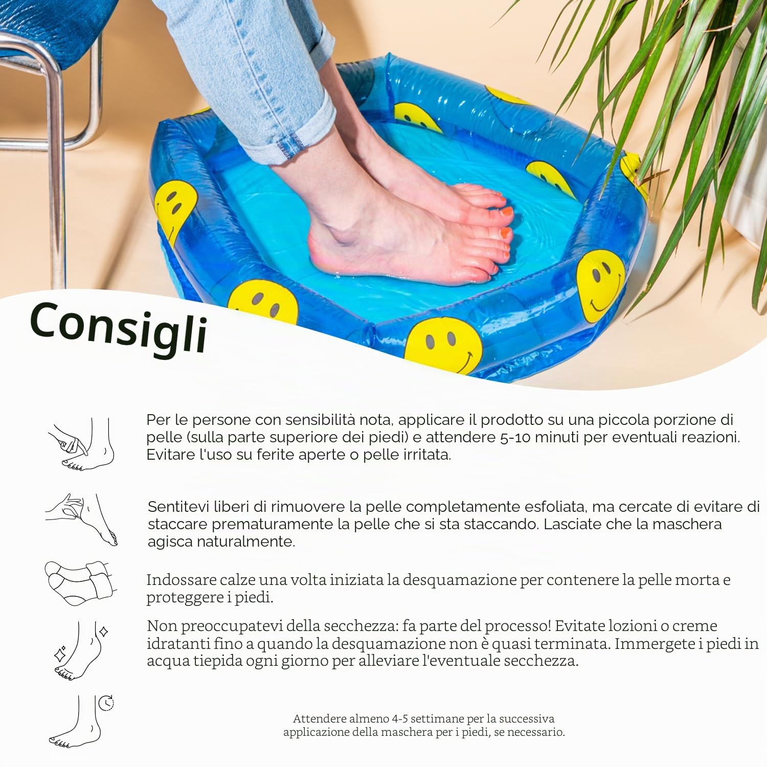 Maschera Piedi Esfoliante (4 Paia, Senza Profumo) – Scrub Piedi con Aloe Vera – Peeling Piedi e Talloni per Rimuovere la Pelle Morta, Calli e Duroni - (4 Pairs)