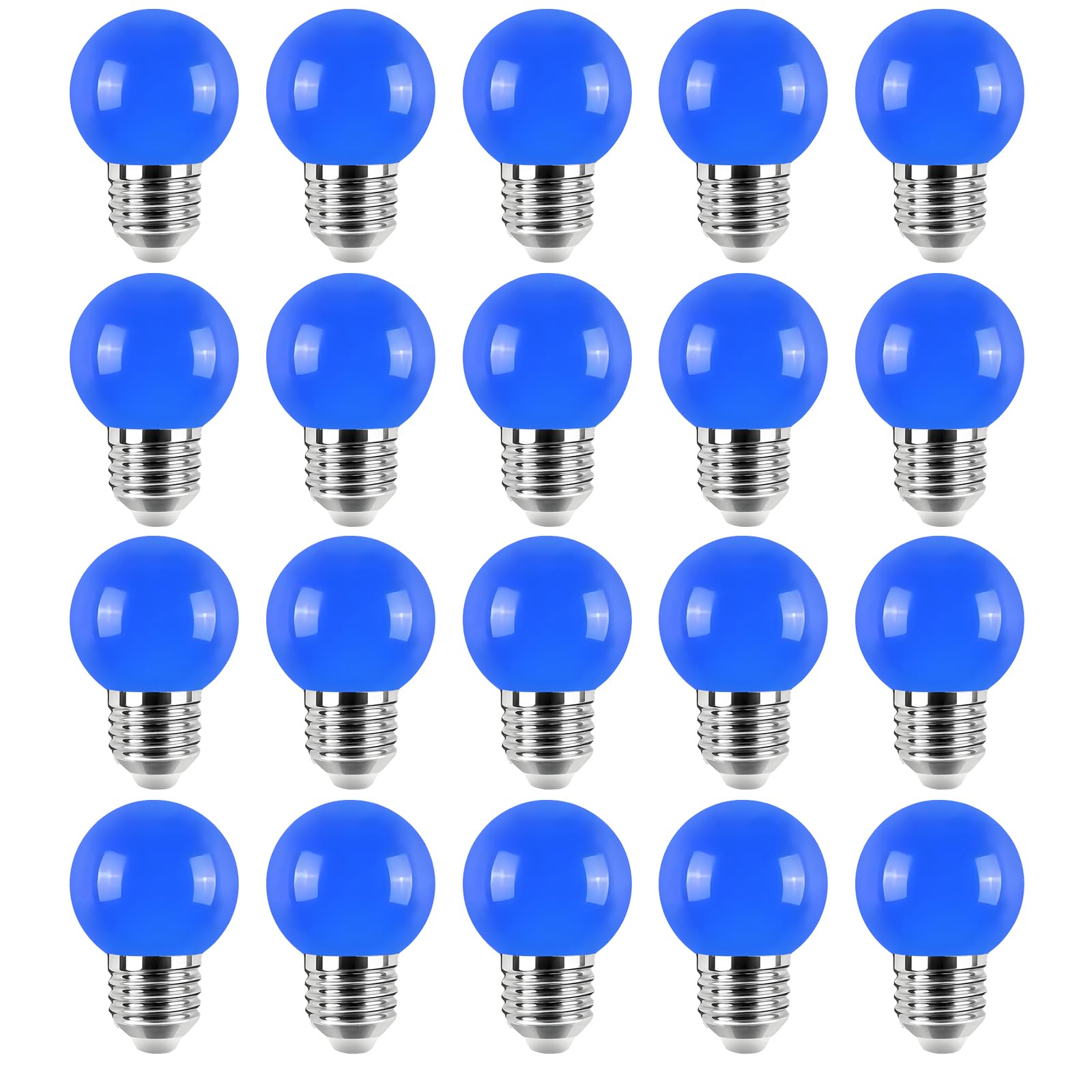 Jitouhu 20 Pack e27 led Coloured Light Bulb, g45 Blue Light Bulb, Golf Ball Lamp, Non-dimmable,This Decorative Light Bulb is Suitable for Interior Home Decoration and Outdoor Decoration