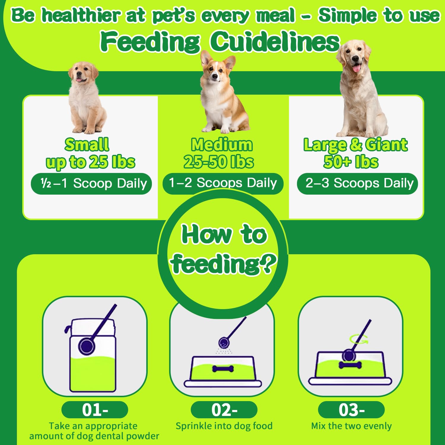Mimo Style Dog Dental Powder, Dog Teeth Cleaning Powder, Targets Tartar & Reduces Plaque & Bad Breath - Teeth Cleaning Made Easy Eliminate - Meat-Flavored Formulated (Green) - image 4