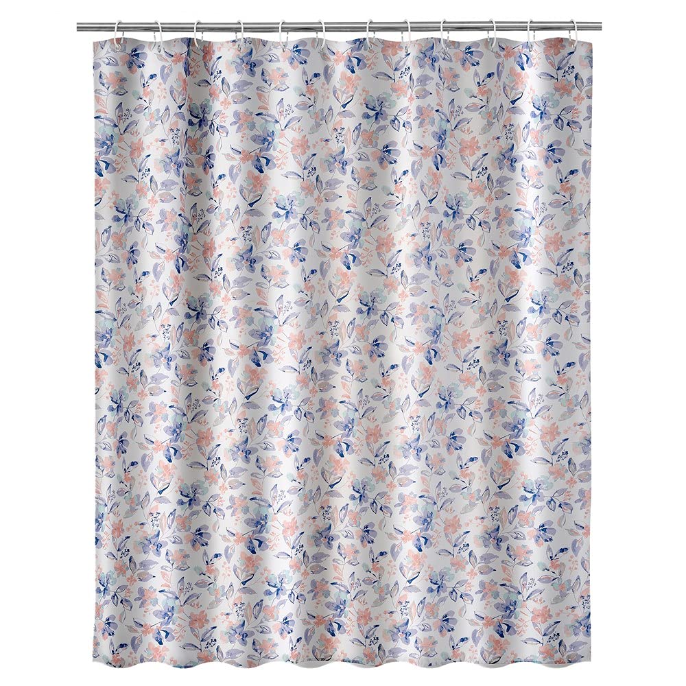 Rideau de douche imperméable et lavable en polyester rose 180x200