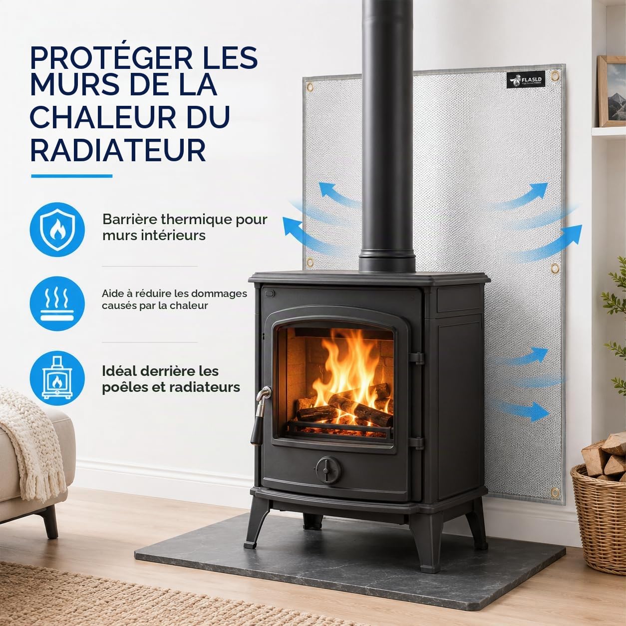 FLASLD Tapis de Protection Thermique en Aluminium pour Gril, cuisinière, Four et réfrigérateur, Housse Ignifuge et Protection d'écran pour Garde-Corps du Barbecue (101,6 x 122,9 cm)