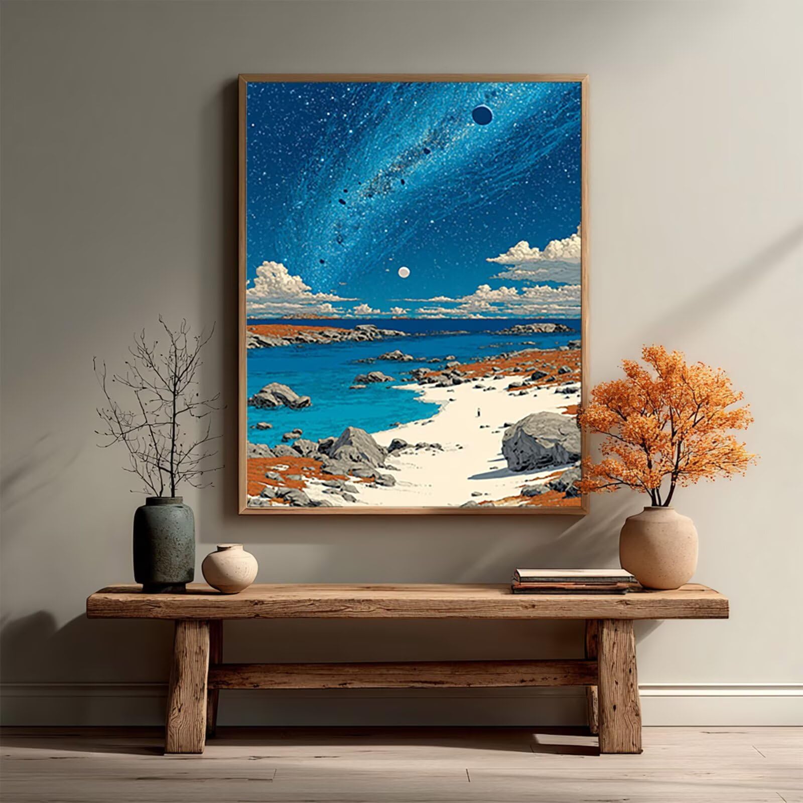 Diamentowe niebo, gwiaździste niebo, dla dorosłych, na plażę, do malowania diamentami 5D, zestaw do majsterkowania dla początkujących, zestaw do samodzielnego malowania, do domu, na ścianę, 100 x 135