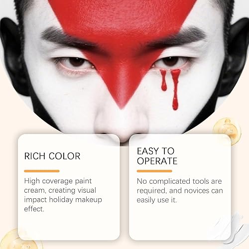 Face Body Paint For Halloween Makeup Face Painting Kits With Brushes Facepaint Set For Kids Adults Clown Vampire Skull Make Up Costume Cosplays Party Theater Stage Painting Kits