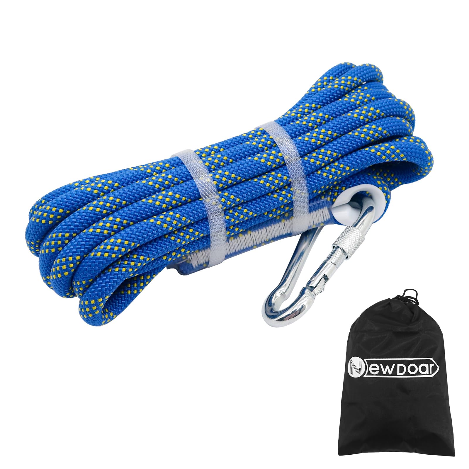 NewDoar 3/8in(10mm) Marine Braided Dock Rope with Hook - Heavy Duty Polyester Mooring/Towing/Anchor Line for Boat, Yacht, PWC- Pre-Spliced Stainless Steel Hook-Blue-6M