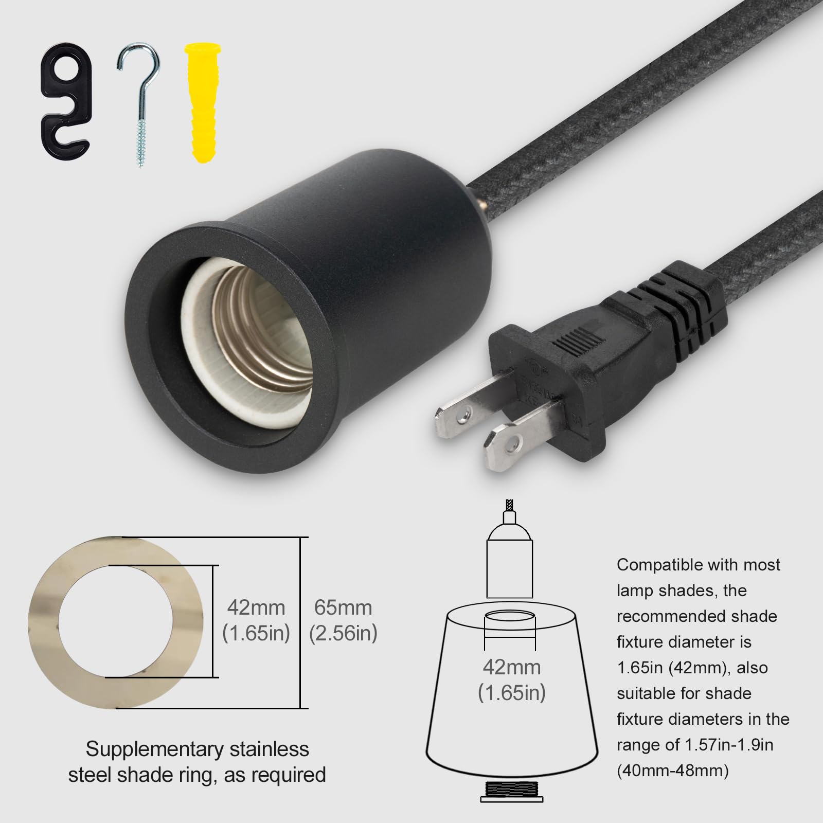 Black Swag Lamp Kit - 15FT Plug-In Pendant Light -4 Black Swag Lamp Kit - 15FT Plug-In Pendant Light -4