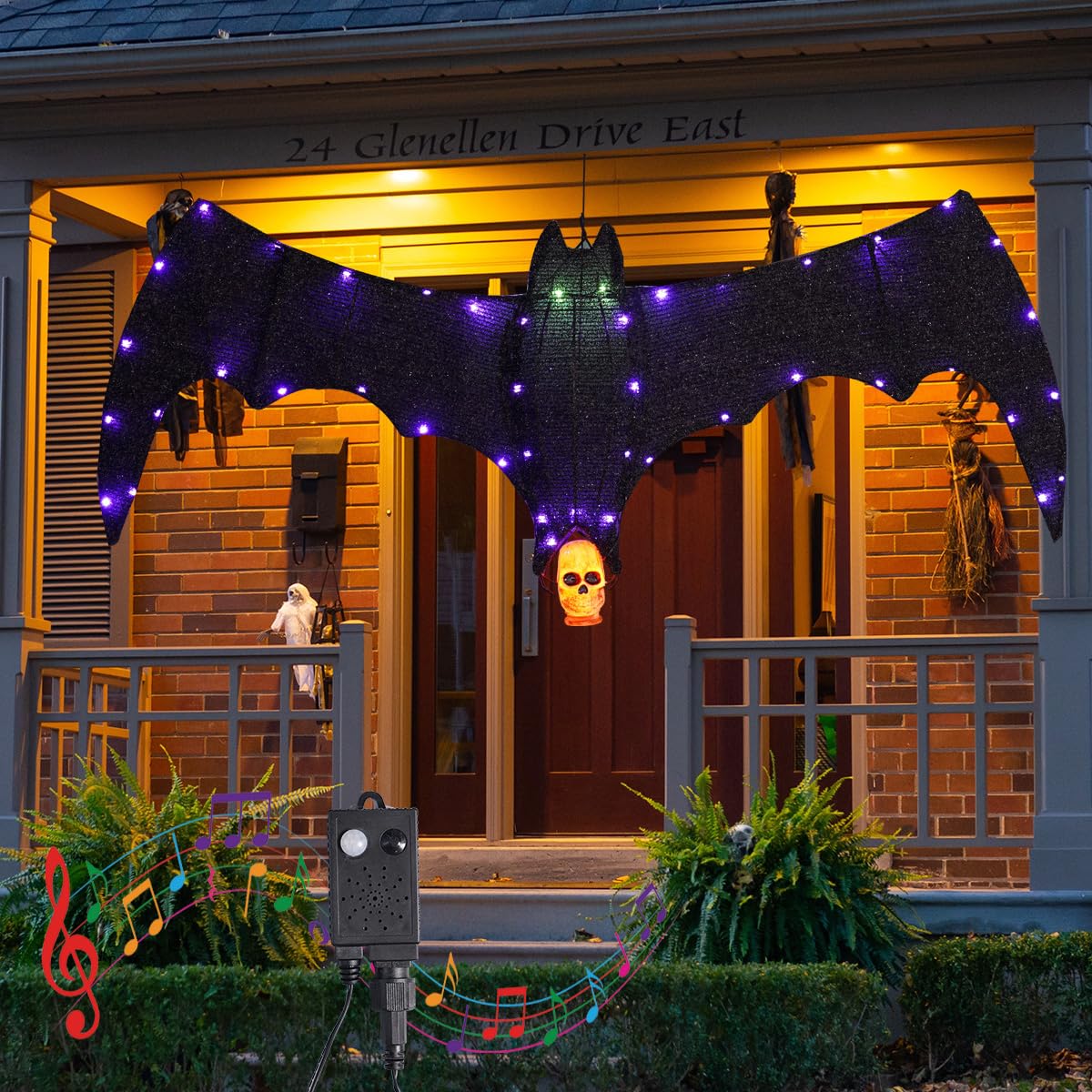 Halloween 3 Modes LED Bat Light Decoration with Human Body Sensor Cont