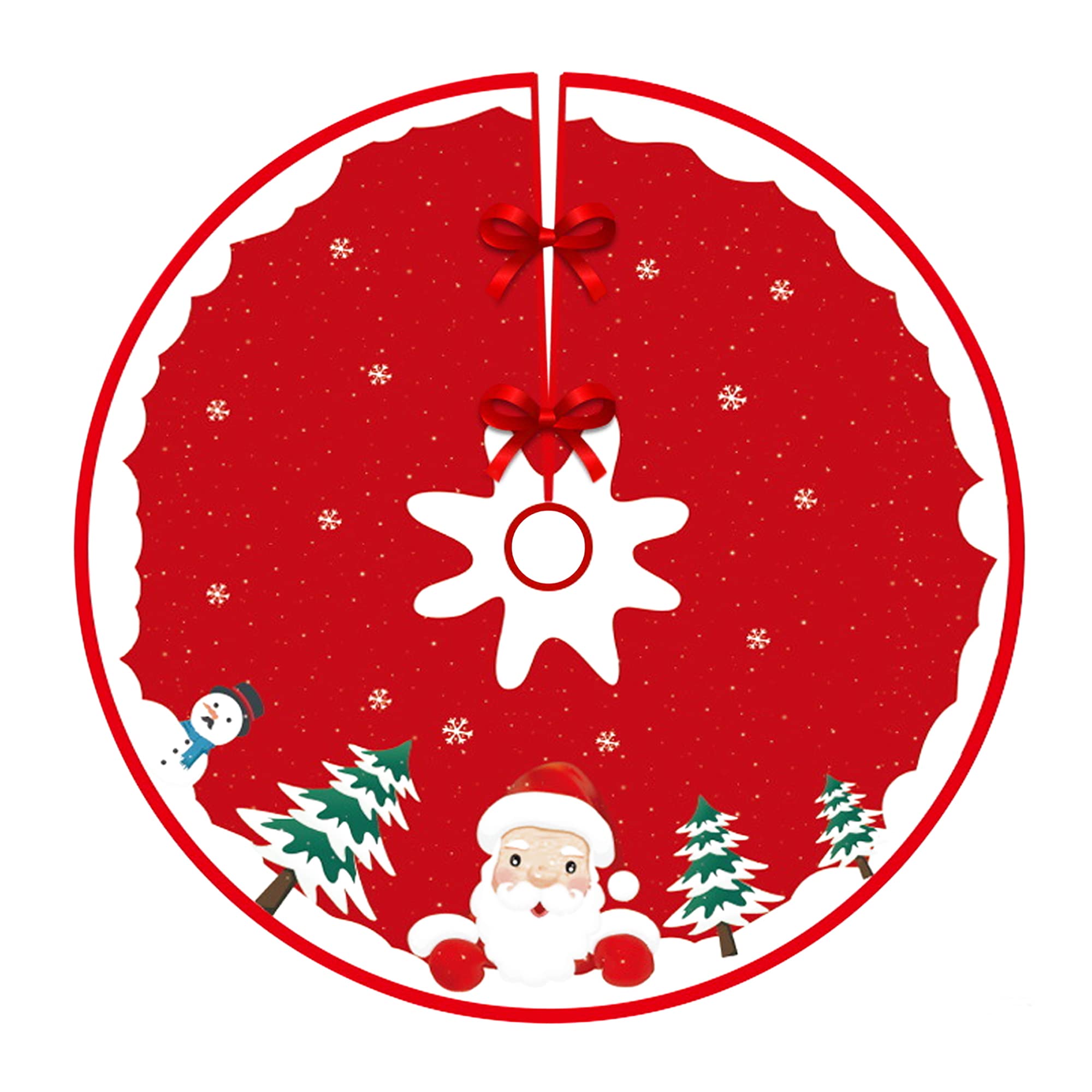 Christmas Tree Skirt,Christmas Tree Decorations,35in/90cm Xmas Tree Skirts Red and White,Xmas tree base cover for Christmas New Year Home Party Indoor and Outdoor Decoration