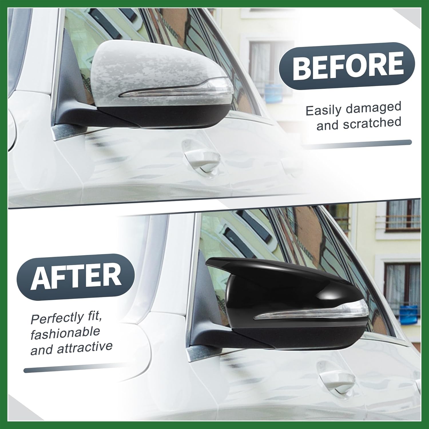 Motoforti Pair Car Rear View Driver Passenger Side Mirror Cover Cap Replacement Gloss Black for Mercedes-Benz C E CLASS W205 W213 W238 W222 Mirror Guard Covers Decoration Trims Long-lasting