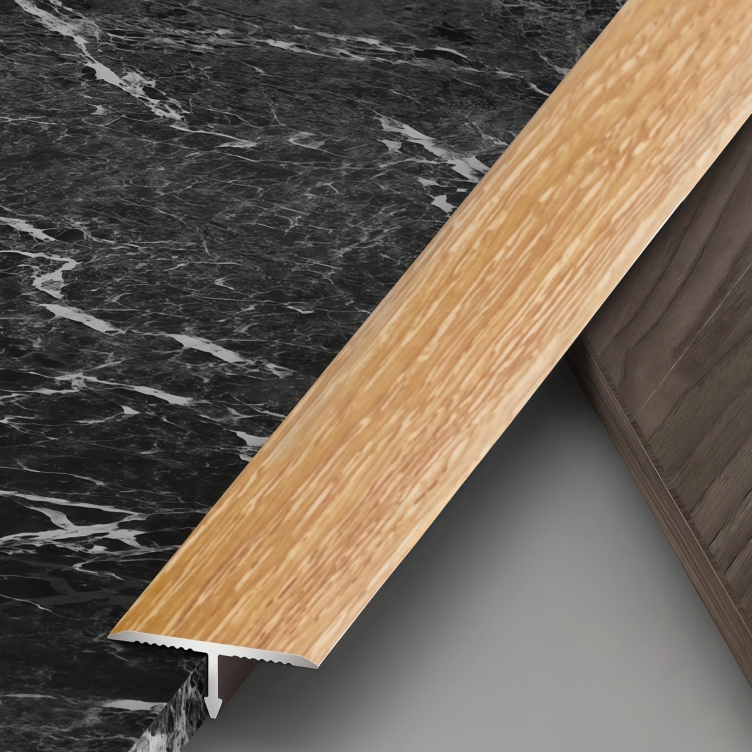 Striscia di transizione per pavimenti in alluminio, divisore a T, strisce per soglia della porta per unire fessure del pavimento, copertura per tappeti, larghezza 33 mm, 3 pezzi per una facile
