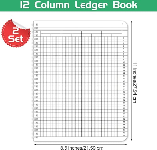 Miniatura 10 de Sayglossy Juego de 2 libros de contabilidad de 8.5 x 11 pulgadas, libro de contabilidad con columnas para negocios, Wire-O, 100 hojasjuego (3