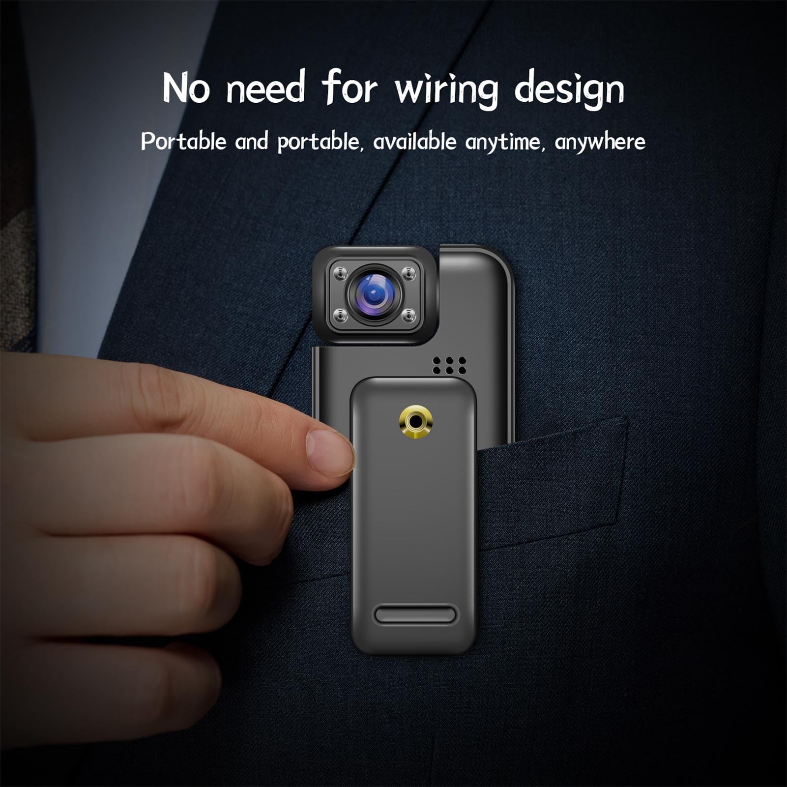 Sxhlseller Fotocamera per il CORPO CON Registrazione Audio e Video, Azione Indossabile COMPAGGIO CORPO CON 180 Gradi e Lenti Rotabili, Video Video per Esterni per Esterni Portatili per la