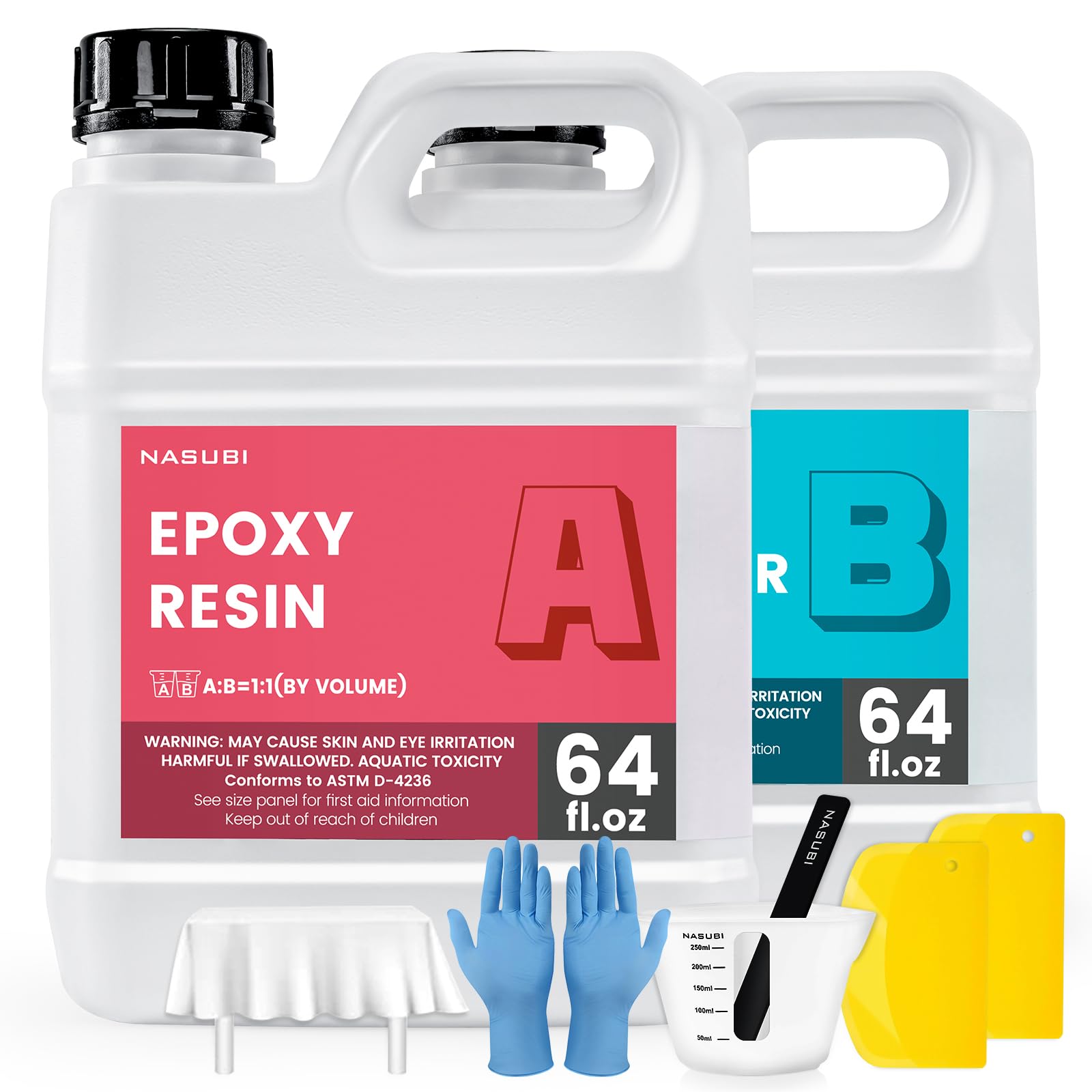 NASUBI Epoxy Resin 1 Gallon Kit - Table Top Epoxy Resin for River Table, Wood, Coating, Bar Top, Casting, Jewelry, Crystal Clear Gloss, Bubble Free, NO Odor, and UV Resistant Epoxy Countertop Kit