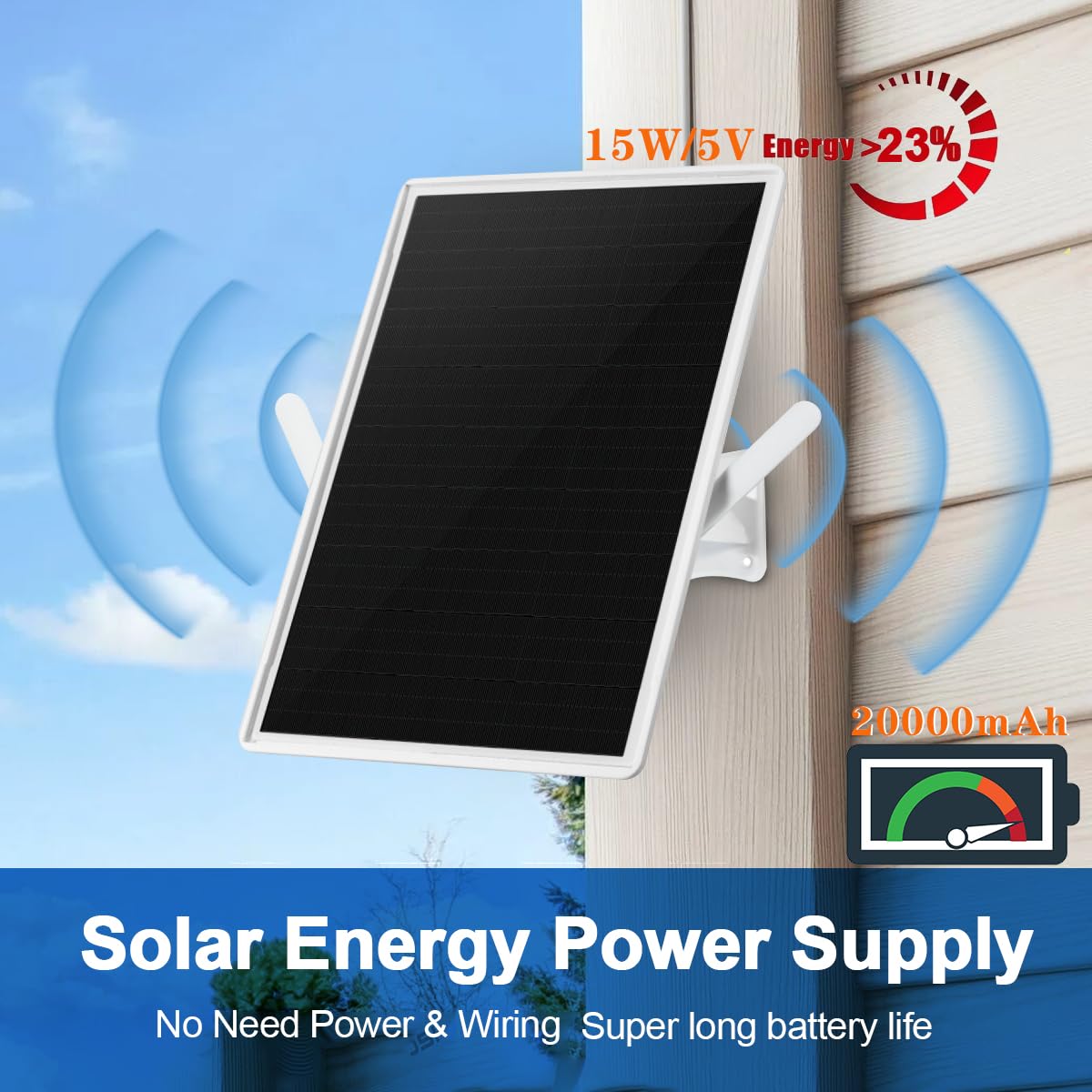 Amplificateur de Signal WiFi Dual-Band extérieur pour routeur 2.4GHz,répéteur WiFi, 490ft/150m, Panneau Solaire 15W/5V, étanchéité,20000mAh,Convient pour Les fermes et Les espaces commerciaux