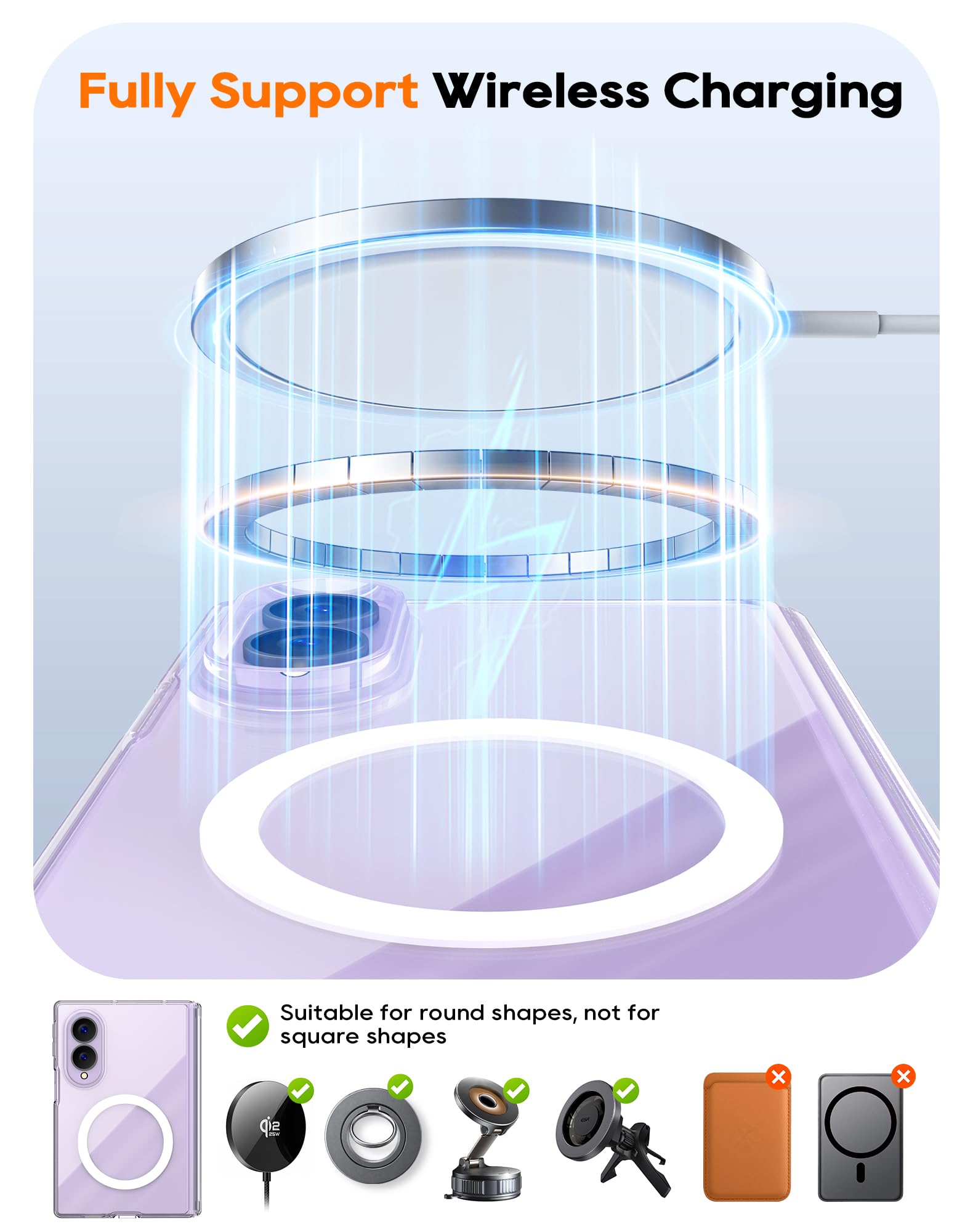Vizvera Custodia magnetica per Samsung Galaxy Z Fold 8, trasparente