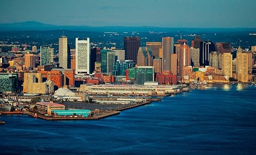 Panoramic Images - Vista aérea de la mañana del horizonte de Boston y el distrito financiero y el área de muelle Boston MA Póster impreso por disponible en Yaxa Guatemala
