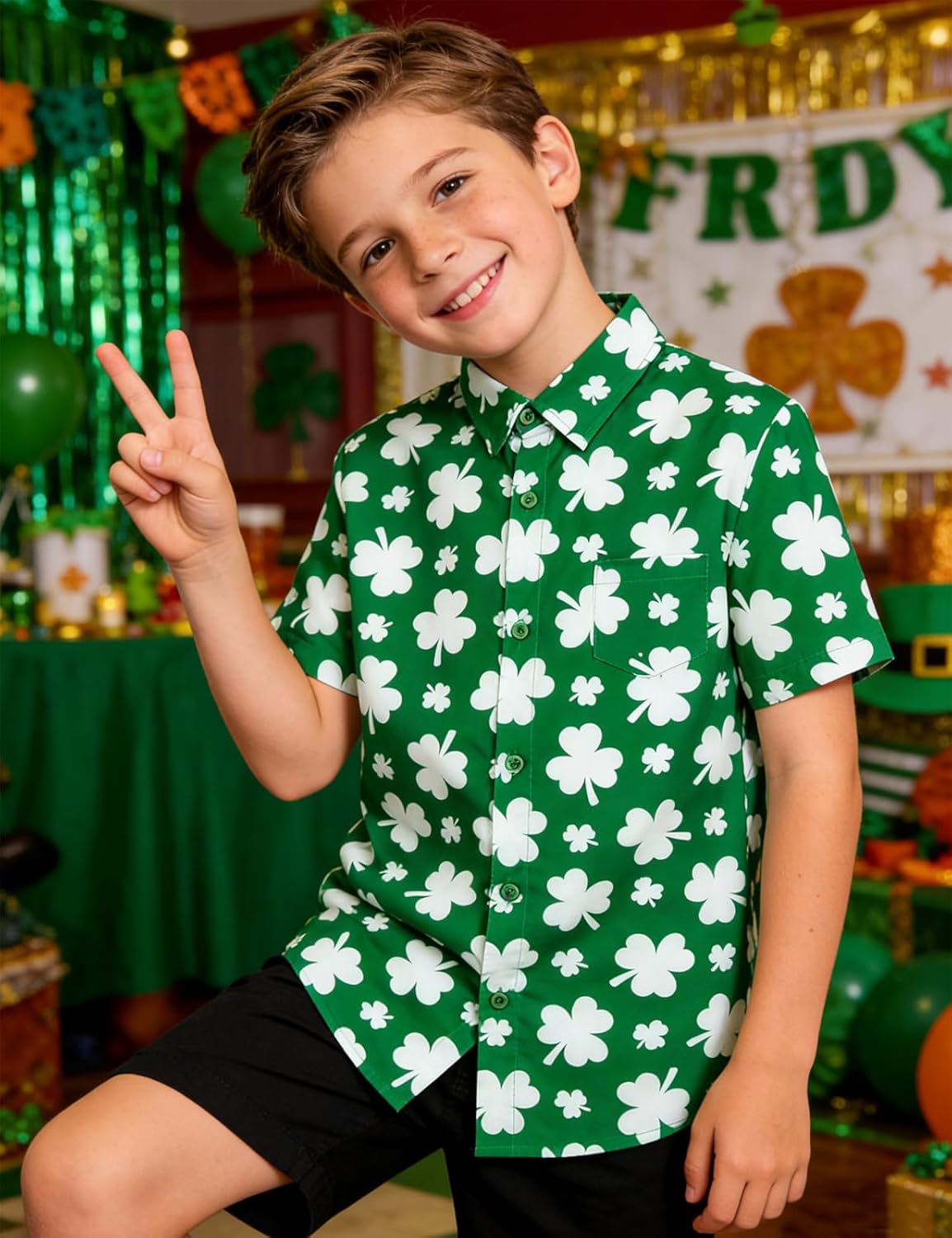 Toddler and Boys Cotton Holiday Button Down Short Sleeve Novelty Shirts - Image 3