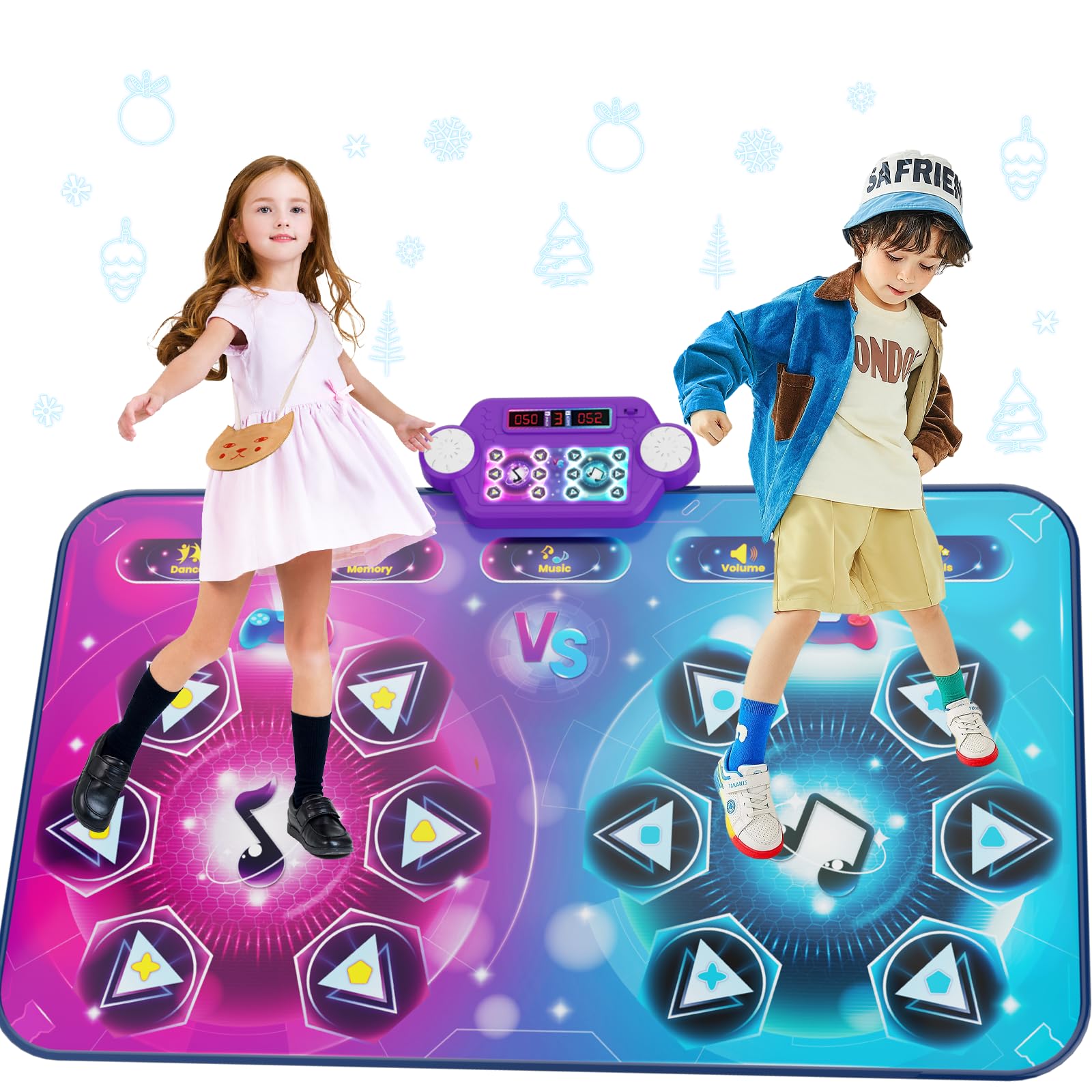 Tappetino da Ballo Ricaricabile-Doppio Giocatore, Dimensioni Extra Large (150*97 cm), Musica, Modalità Sfida, Modalità Piano, Luci LED, Regalo Natale Compleanno per Bambini Ragazze Ragazzi 3-12 Anni