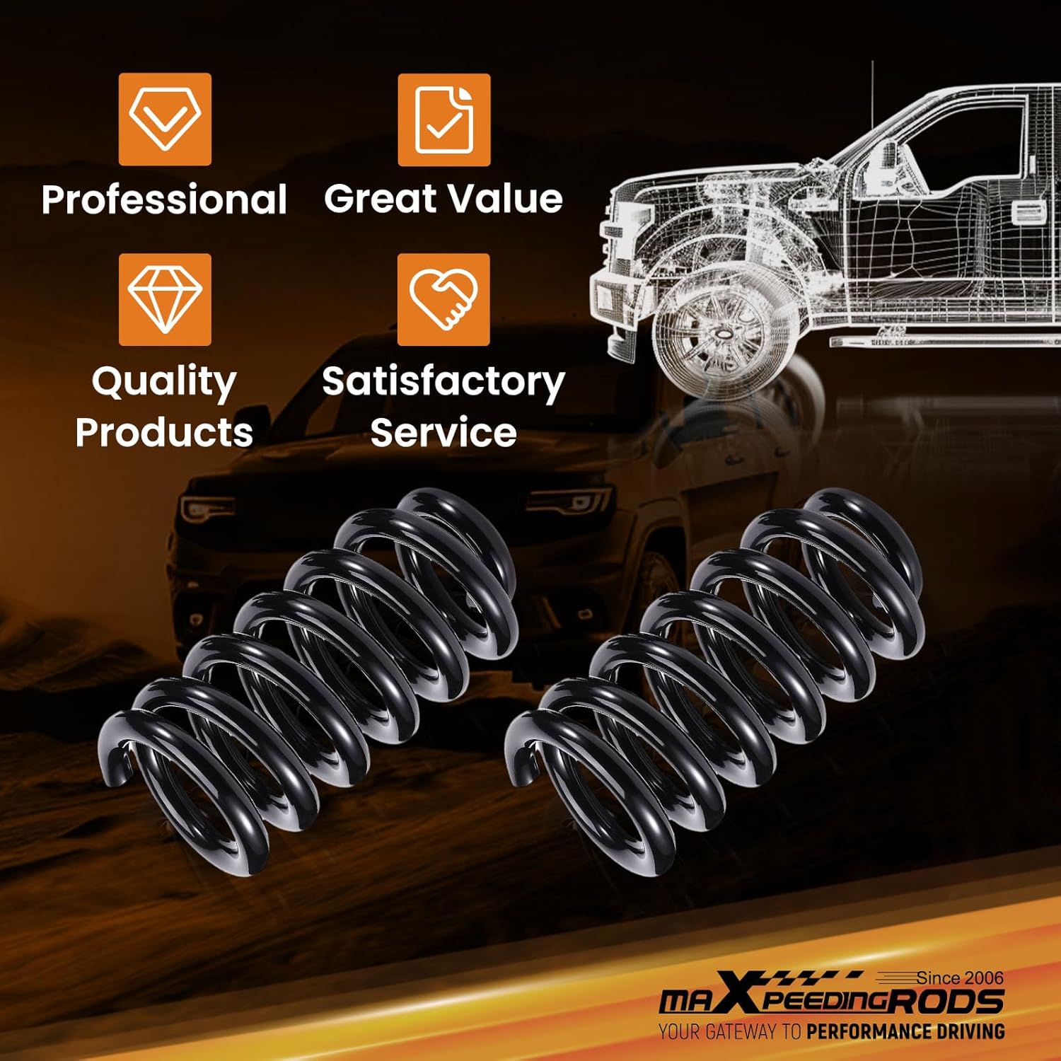 maXpeedingrods 3” Front & 5” Rear Lowering Coil Spring Kit for Chevy C10/GMC C15 1960-1972, Drop Kit