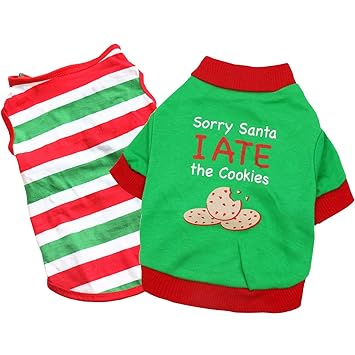 Ollypet Christmas Clothes for Dogs - Dog Christmas Costume Pet Warm Soft 100% Cotton T-Shirts - Festive Christmas Themed Dog Sweaters for Dogs and Cats, Autumn & Winter (S)