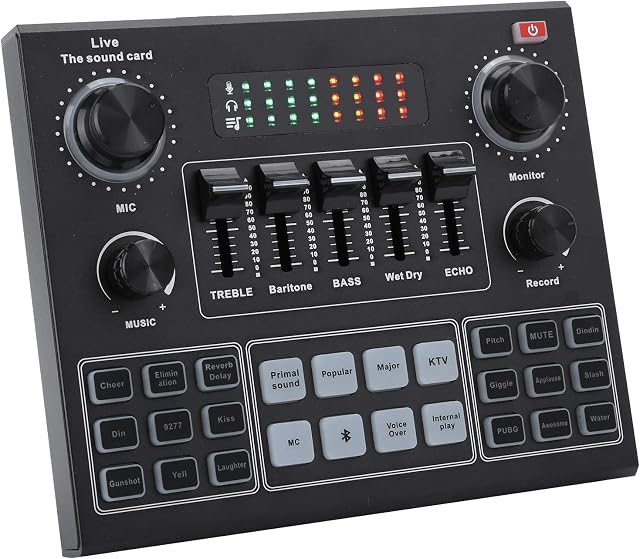 Sound Card Mixer with Effects and Voice Changer, V9 Stereo Audio Mixer, for Live Streaming Podcasting Recording Karaoke Game, Audio Mixer for PC, SmartPhone