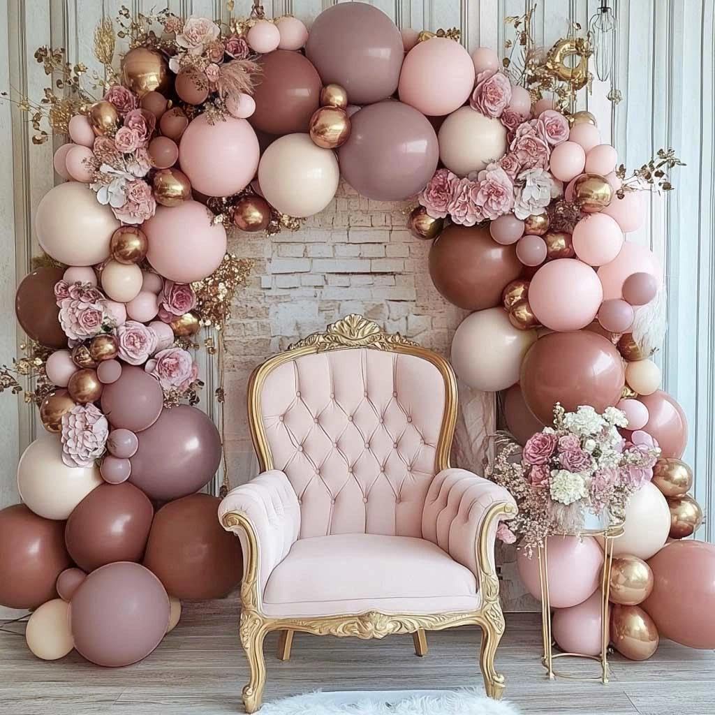 Dusty Rose Pink Balloon Arch Kit Double Stuffed Mauve Light Pink Matte Blush Nude Boho Balloon Garland for Baby Shower Birthday Bridal Wedding Valentines Party Decoration