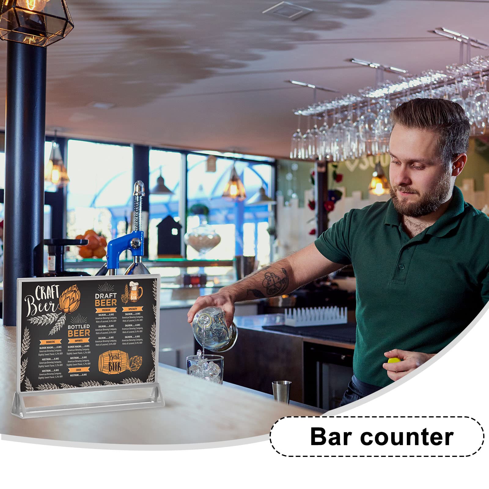 6 Pack Horizontal Clear Acrylic Sign Holder Double Sided Table Menu Stands Picture Frames Wedding Table Number Frames for Restaurant Signs, Photos and Art Display (Silver,4 x 6 Inch)