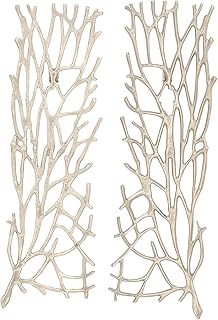 Deco 79 68964 Aluminum Wall Décor (Set of 2), 10" x 34", Silver