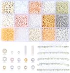 MAIBAOTA Perles noires pour bracelet 4mm Trousse de perles de graines de verre noir 15 Couleur 3mm 2mm Petit tube en plastique perle pour la fabrication de bijoux DIY