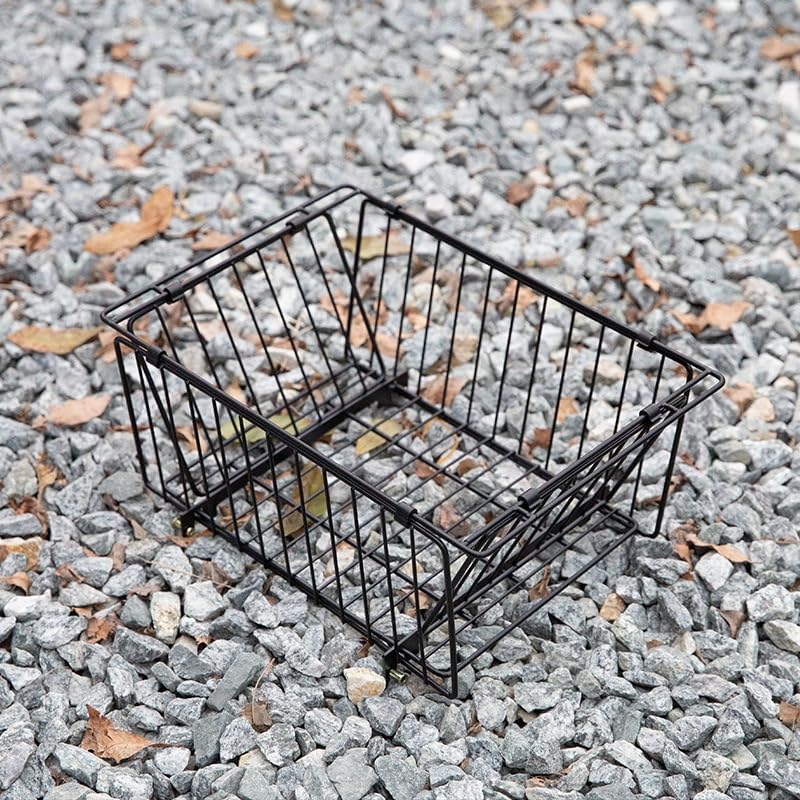 ワイヤーバスケット 黒 折畳み 収納 カゴ キャンプ用収納バスケット 収納ケース キッチンキャンプ用 家庭用 小物入れ キッチン バ