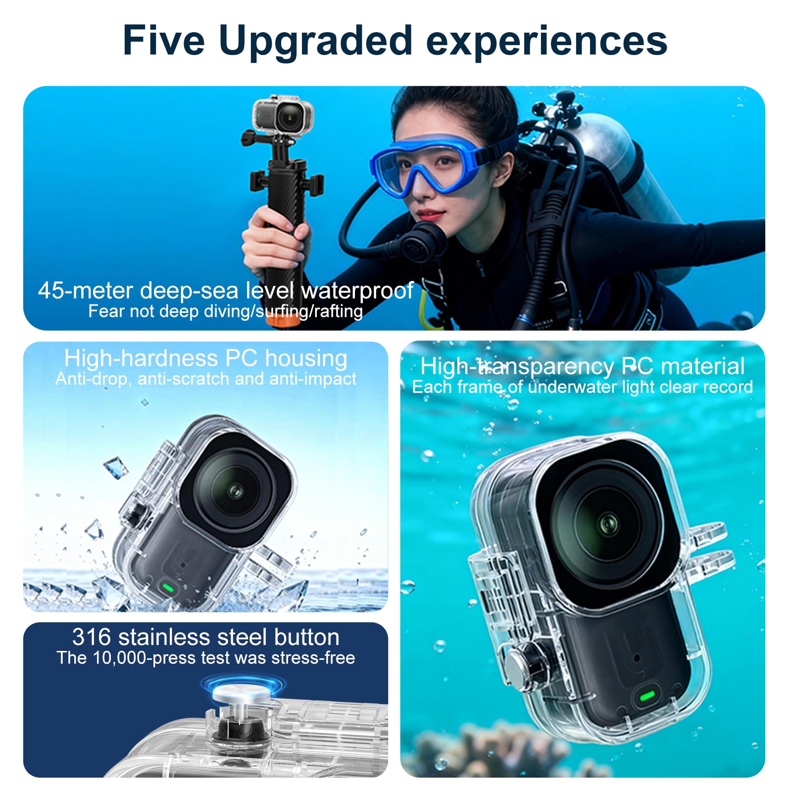 Boîtier étanche pour DJI Osmo Nano, 45M Boîtier de plongée Boîtier sous-Marin Étui de Protection Waterproof Case Dive Case Caméra Accessoires pour DJI Osmo Nano Caméra