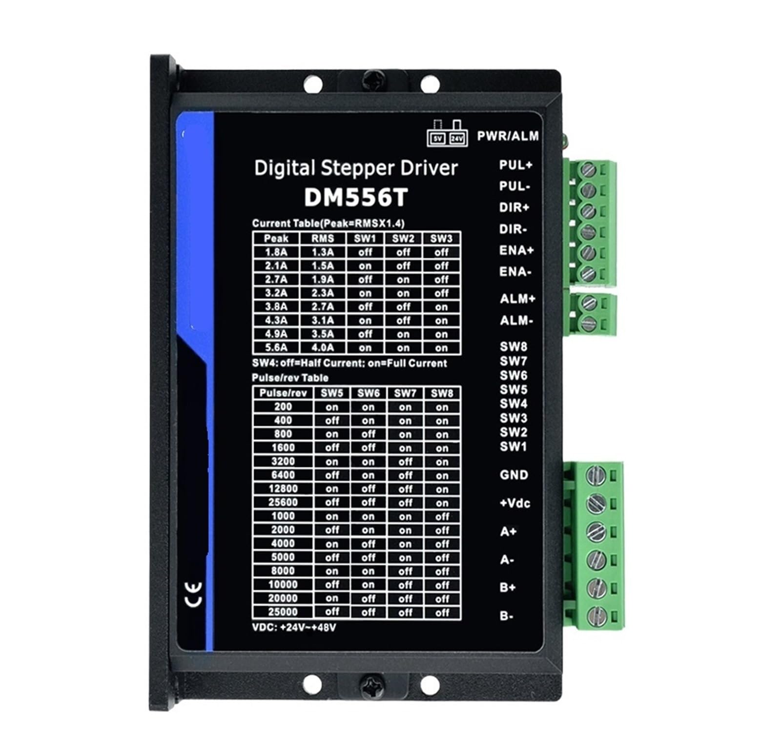 DM556T Schrittmotortreiber 20-50 VDC 1,8~5,6 A Digitaler Schrittmotor-Controller for Nema17/23/24/34 Motor