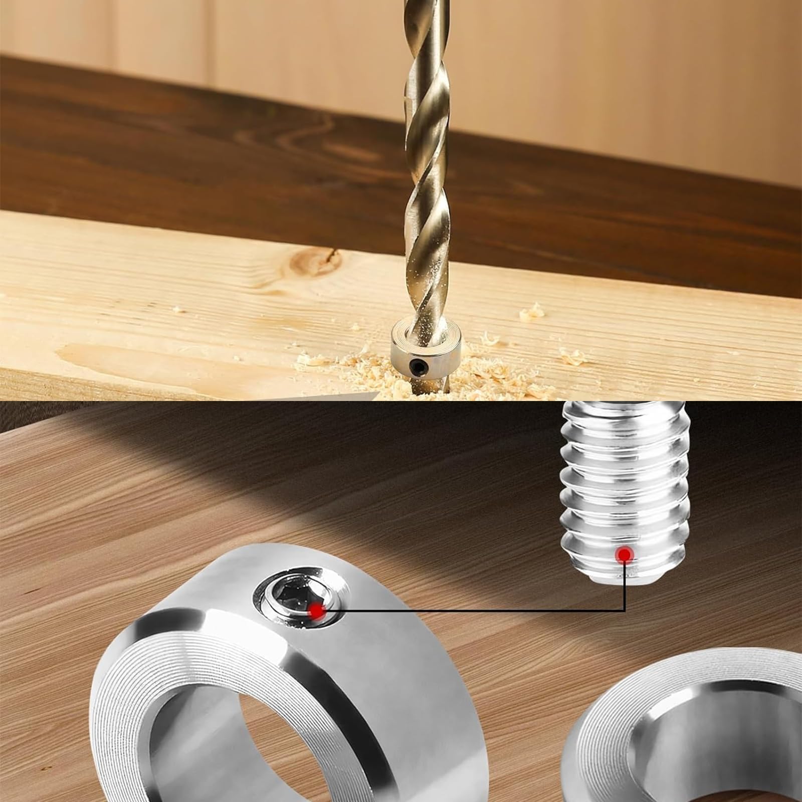 12pz 8mm Collare di Bloccaggio, Albero 8mm Collare di Bloccaggio, Posizionatori Acciaio Inossidabile, Viene Fornito con 1 Chiave a Brugola, Per lavori Perforazione Della Lavorazione Del Legno