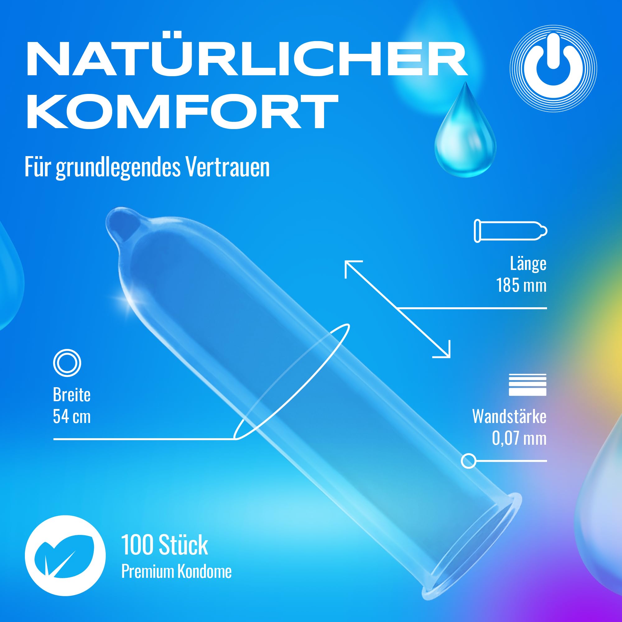 ON) Kondome Natural Feeling I 54 mm Breite I 100 Stück Packung I Premium natur I dünne 0,07 mm Wandstärke I vegan I für Men
