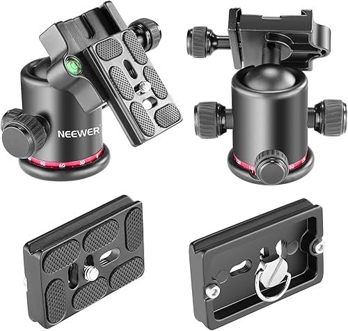 Miniatura 3 de Neewer Cabeza de bola panorámica giratoria de 360 grados de metal profesional con placa de liberación rápida de 1/4 pulgadas y nivel de burbuja