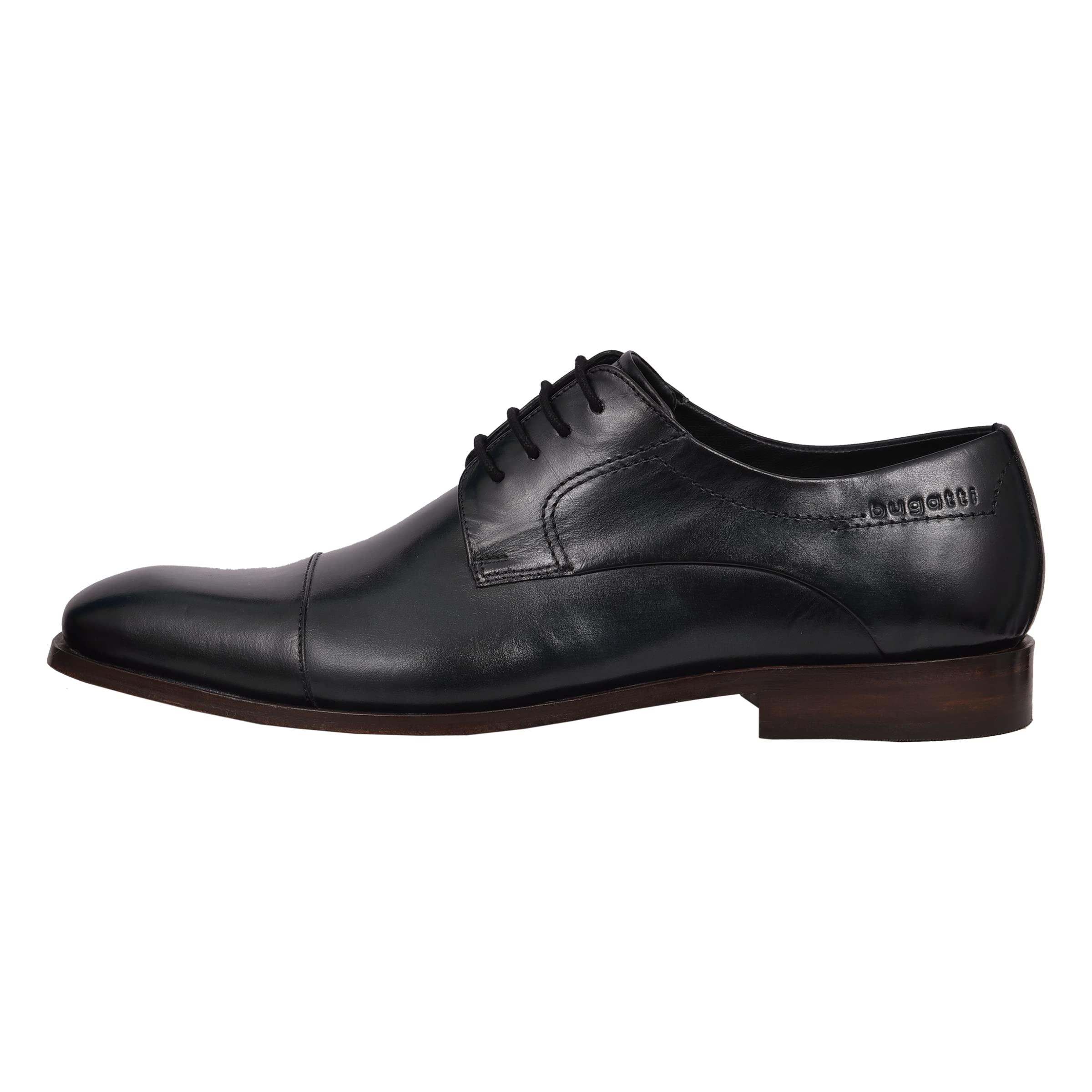 bugatti Men's Business low shoe made of leather, Derby with two-tone finish and soft insole, Dark Blue, 6.5 UK