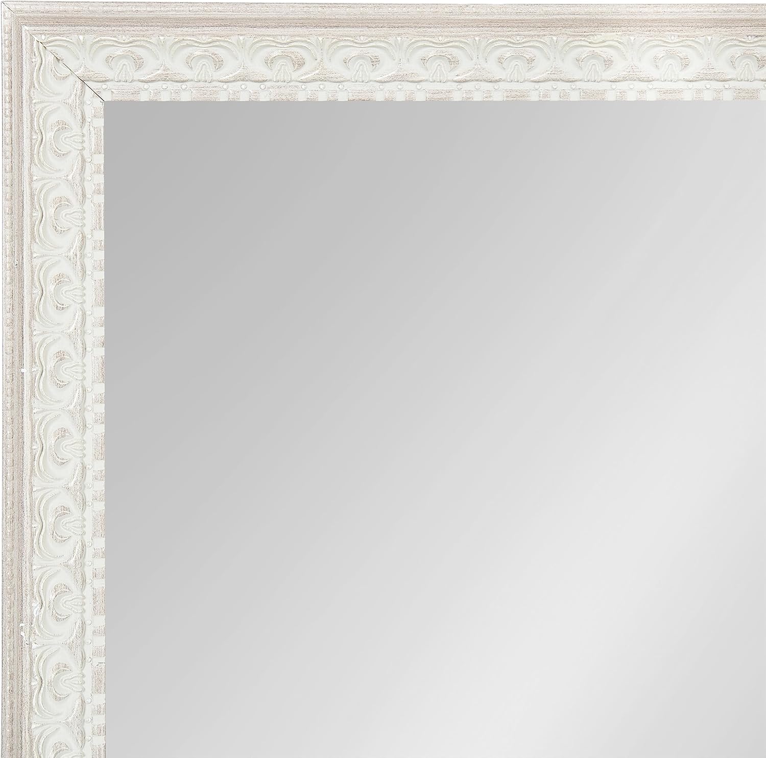 Kate and Laurel Johann Traditional Rectangular Ornate Wall Mirror; 20 x 30; Soft White; Vintage Rectangle Vanity Mirror for Use as Bathroom Mirror for Over Sink or Refined Entryway Mirror