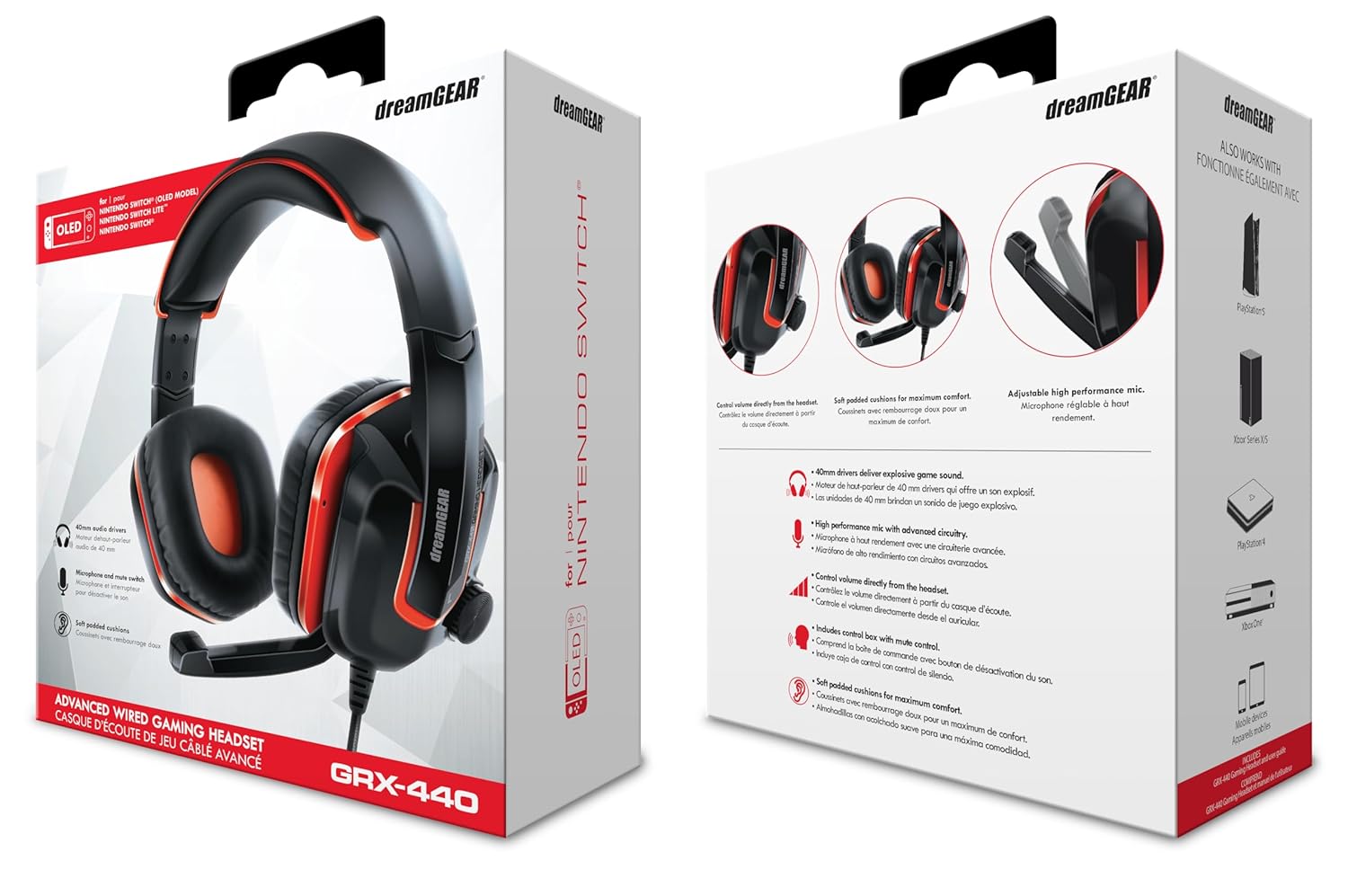 GRX-440 Advanced Wired Gaming Headset for Nintendo Switch OLED: 40mm Drivers, High Performance Microphone