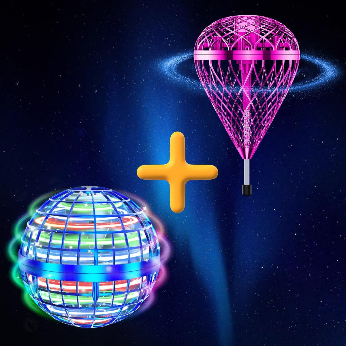 Tikduck 1 Pack Blue Flying Orb Ball, 1 Pack Purple Flying Bouncing Ball Toy, 2025 Cool Stuff Christmas Birthday Toy Gift, for Kids Age 6 7 8 9 10