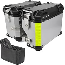 Side cases motorcycle,38L Motorbike Hard Side Saddlebag Box Trunk Tour motorcycle panniers Side Case Black/Silver Color Silver, Size B
