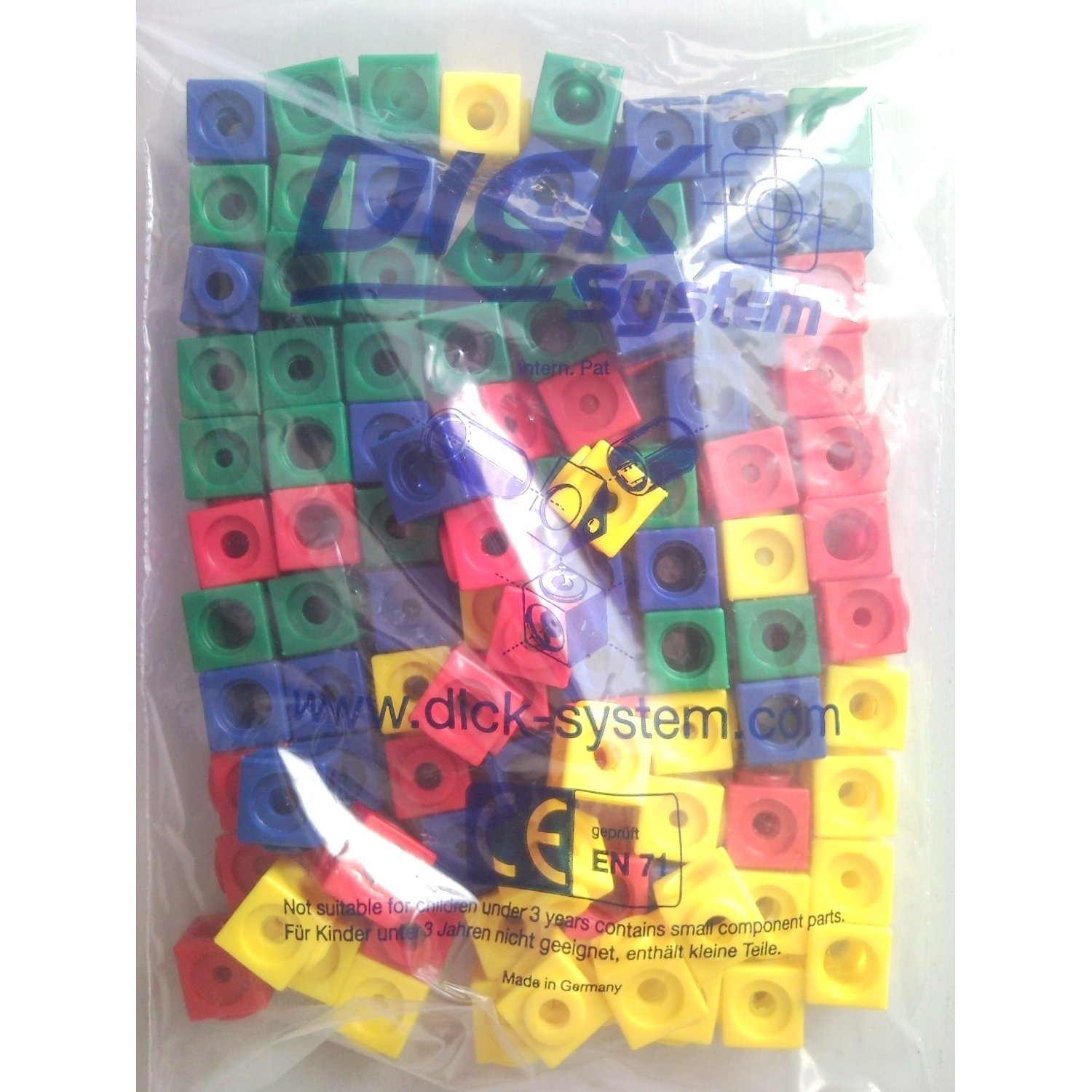 100 Cubes à Emboîter Dick-System - Blanc, 1.7cm, Pour