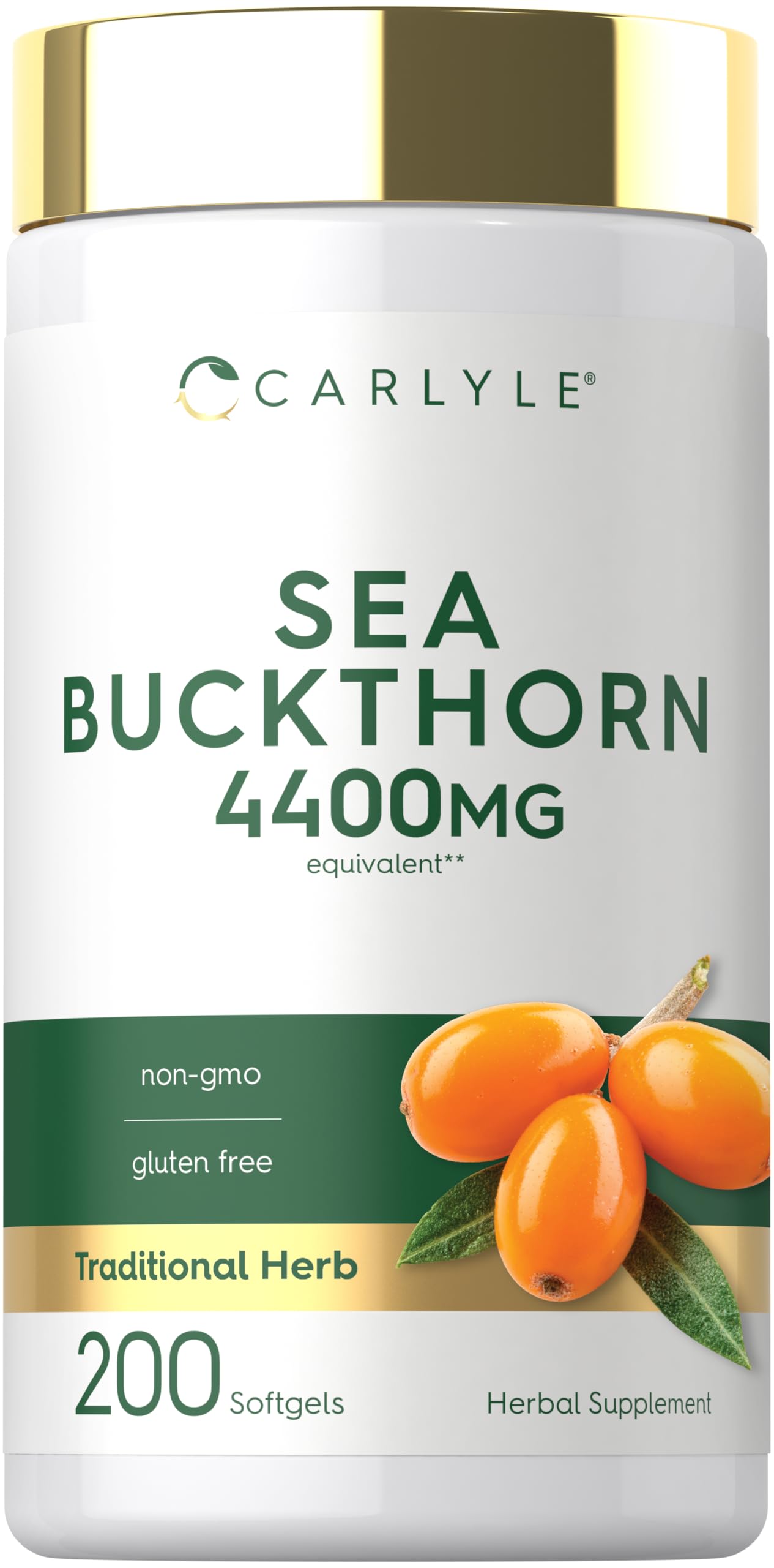 Carlyle Sea Buckthorn Oil Capsules | 200 Softgels | Non-GMO, Gluten Free