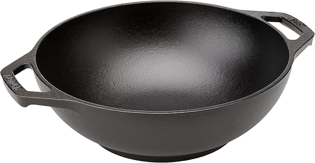 LODGE Cast Iron Wok, Black, 9-Inch