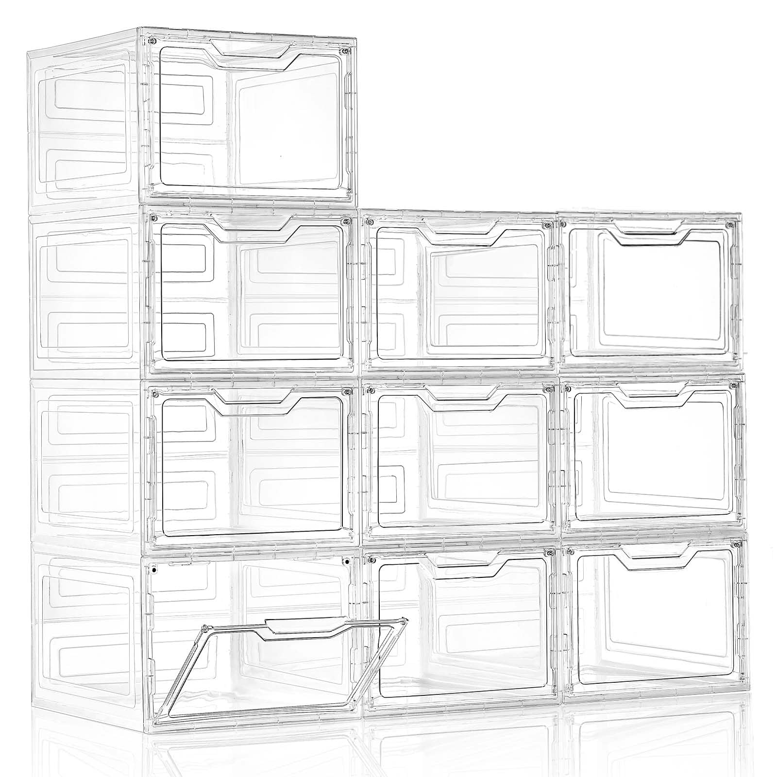 Photo 1 of Freebat 10 Pack Closet Organizers and Storage,Clear Stackable Plastic Storage Bins with Lids Magnetic Doors,Clothes Organizers and Storage,Plastic Craft Containers for Wardrobe Kitchen Bathroom Office