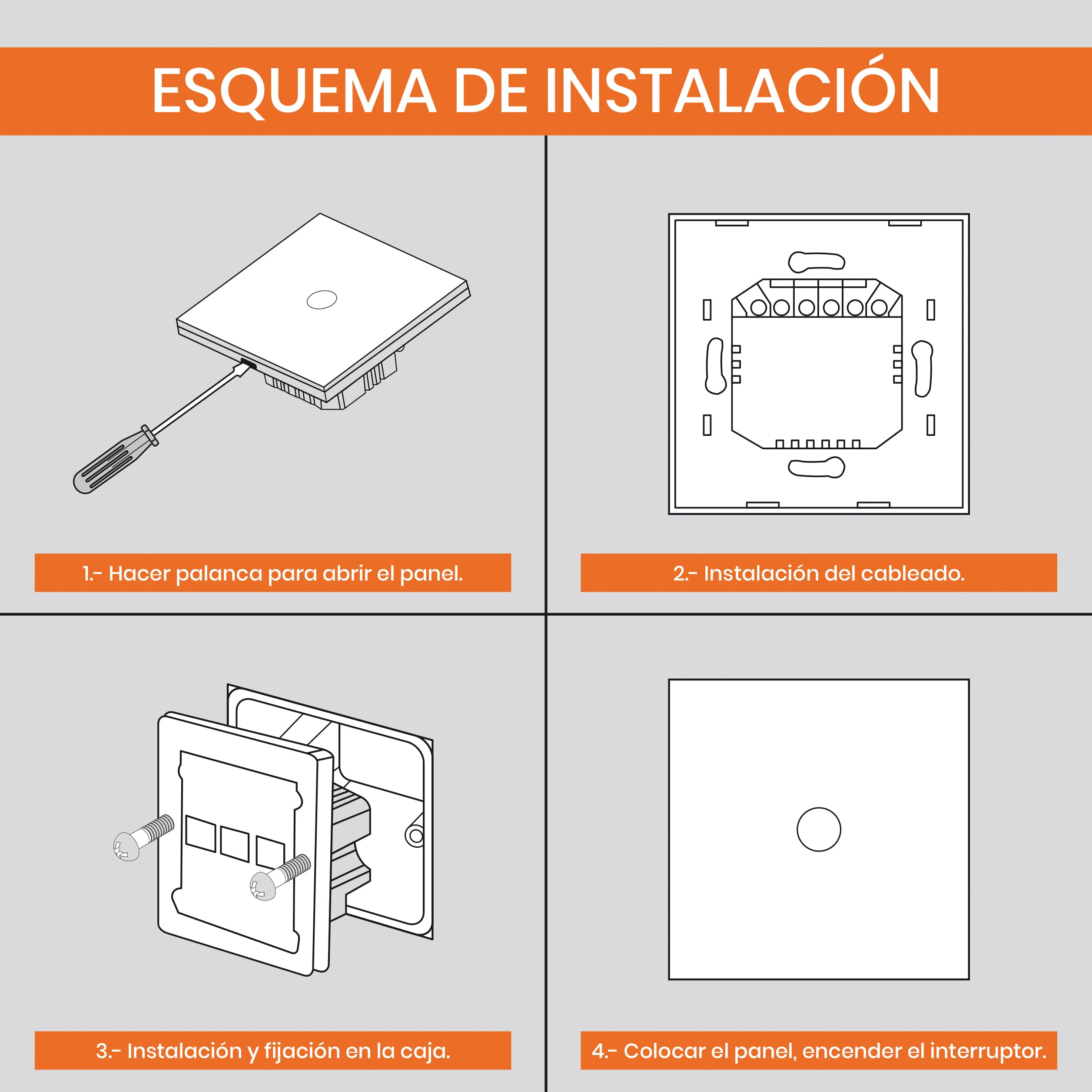 LED ATOMANT 4x Interruptor de Cristal ZigBee 3.0 1 Via Requiere HUB | App Smart Life/Tuya