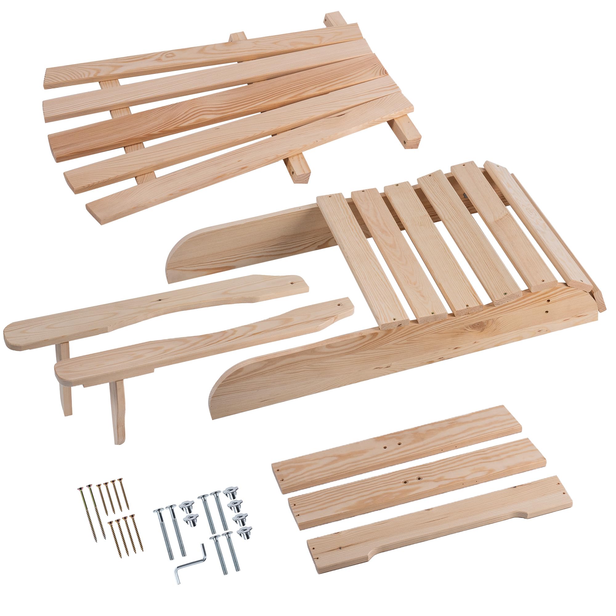 KADAX Silla de Jardín Adirondack de Madera, con Respaldo Alto y Reposabrazos, Silla de Relajación, para Exterior (Madera Natural)