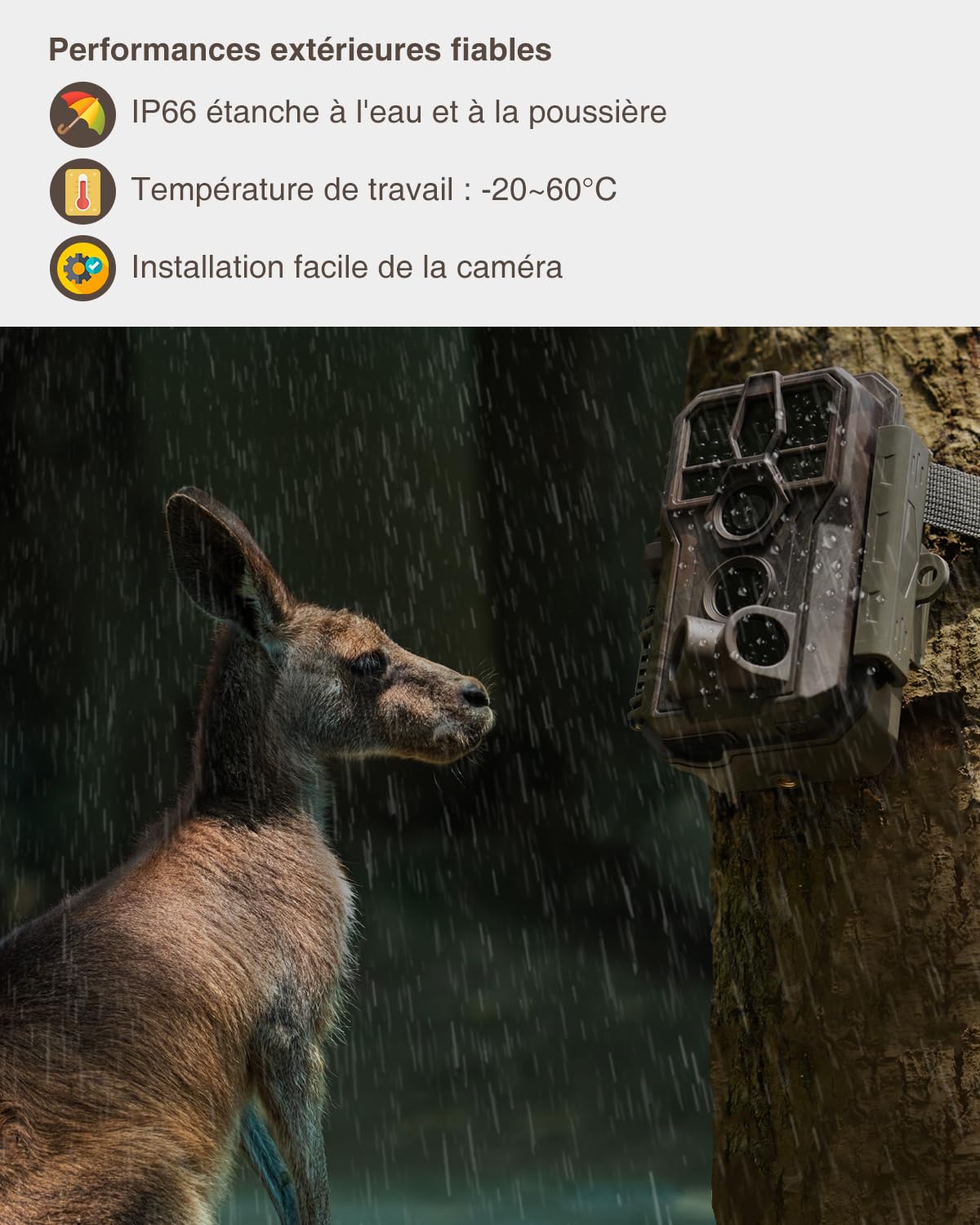 GardePro A5 Camera de Chasse Nocturne, 64MP 1296P H.264 Vidéo, Infrarouge Vision Nocturne Animaux Piege Photographique, No Glow Caméra de Chasse Suiveuse Exterieur Étanche, IP66