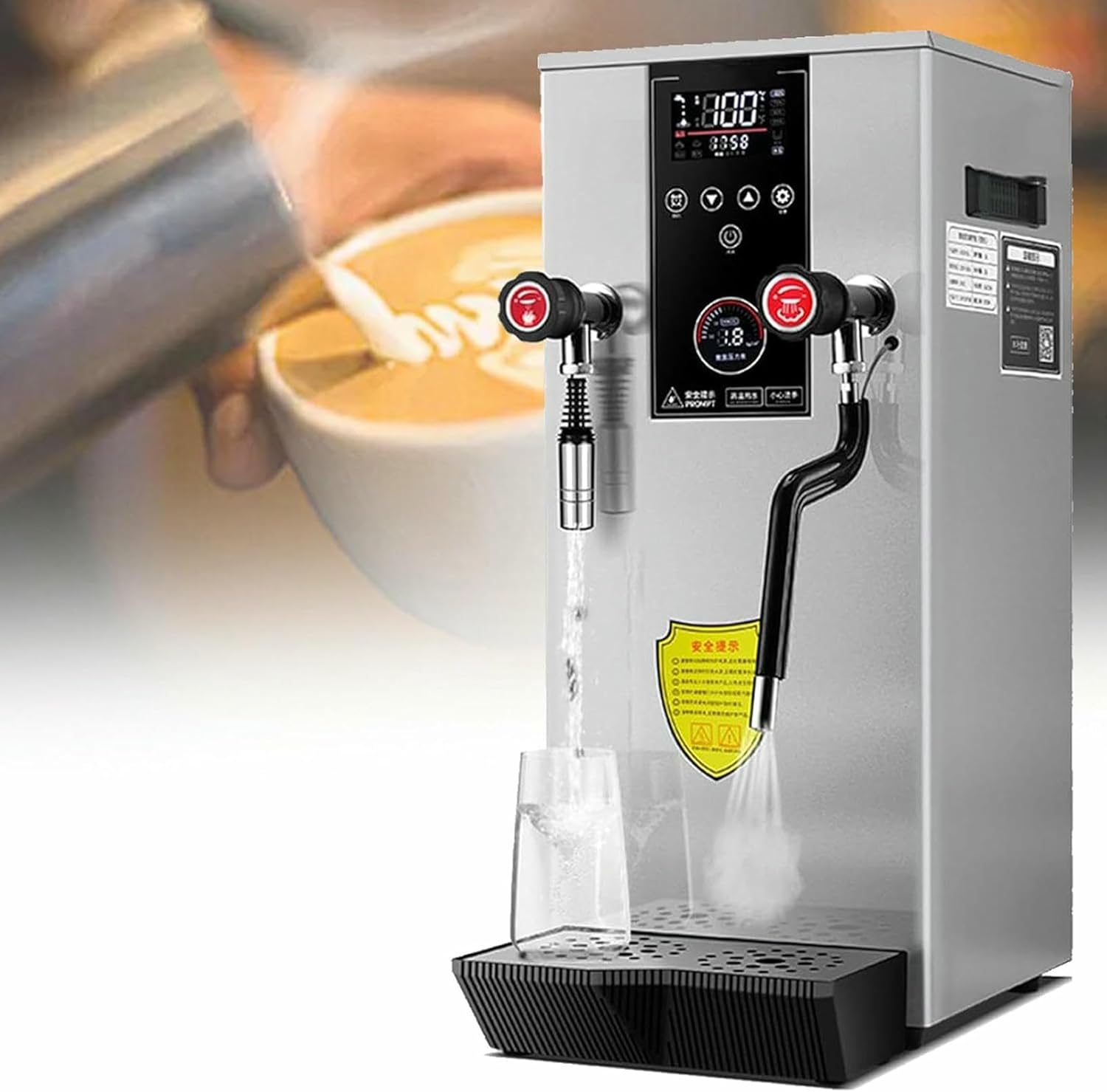 Commercial Milk Frother, 12L Full-Automatic Steam Boiling Water Frothing Machine, Electric Milk Foam Machine