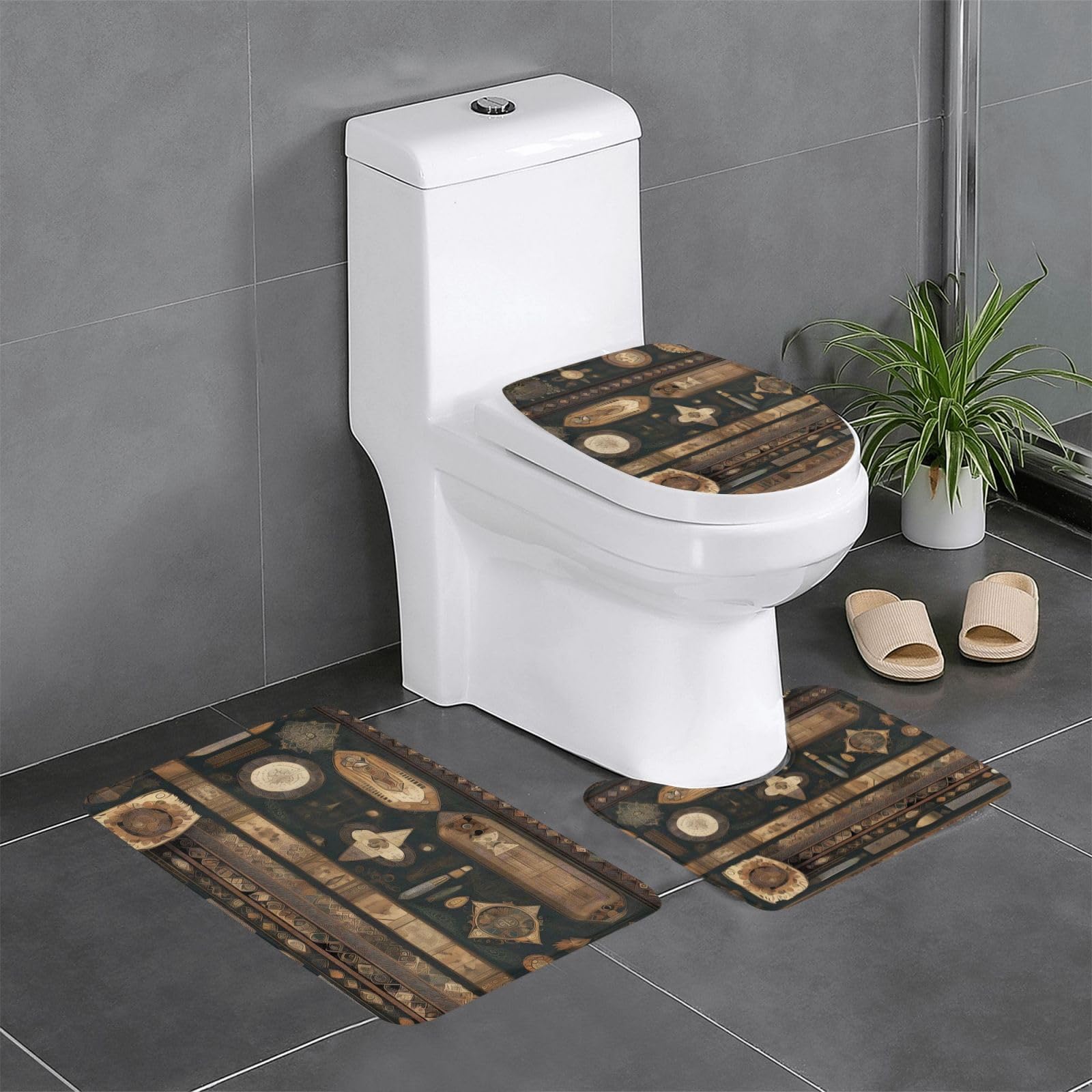Tapis de salle de bain antidérapants chic bohème 3 pièces
