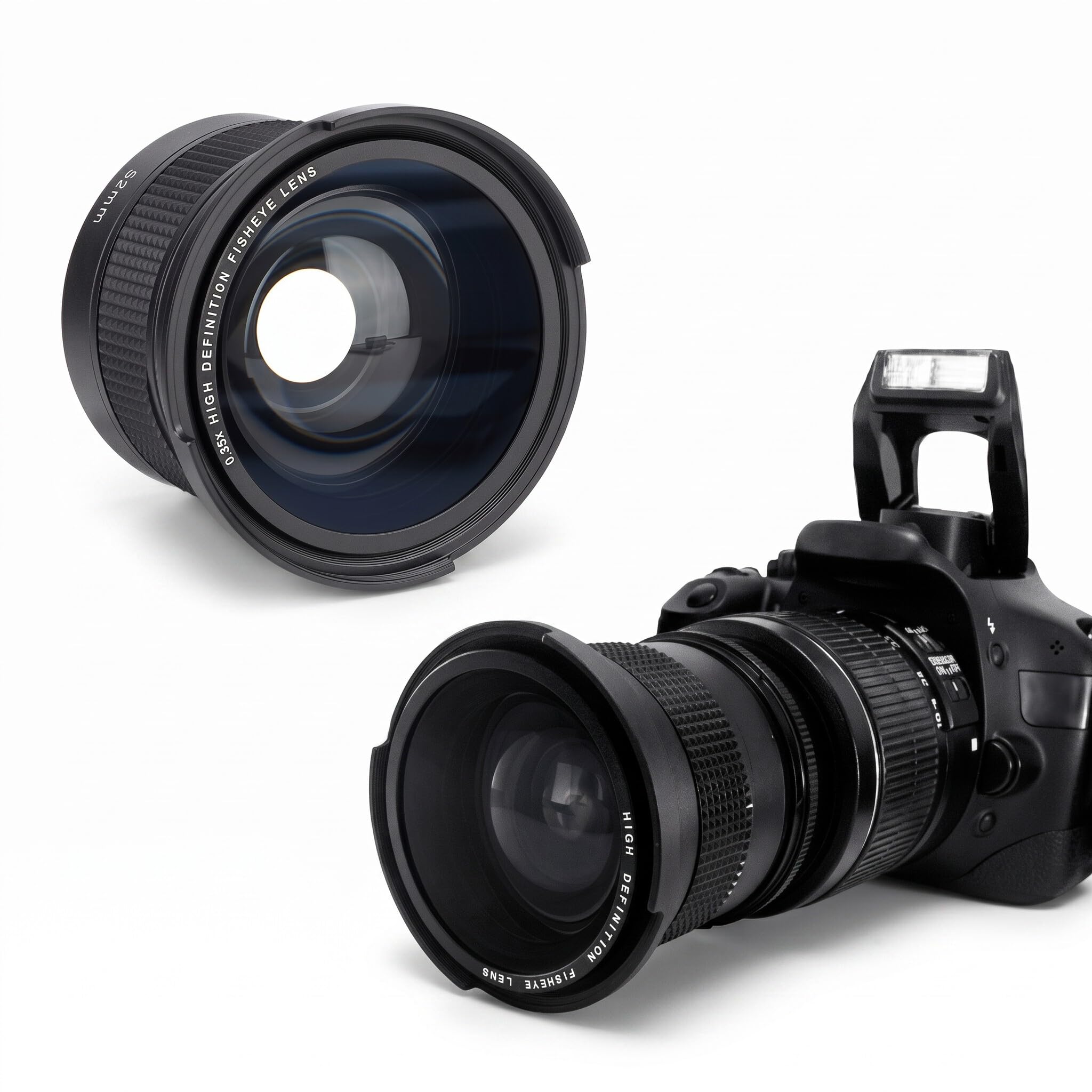 Obiettivo Fisheye da 52 mm, obiettivo grandangolare universale 0,35X con tappi per /// SLR e fotocamere digitali