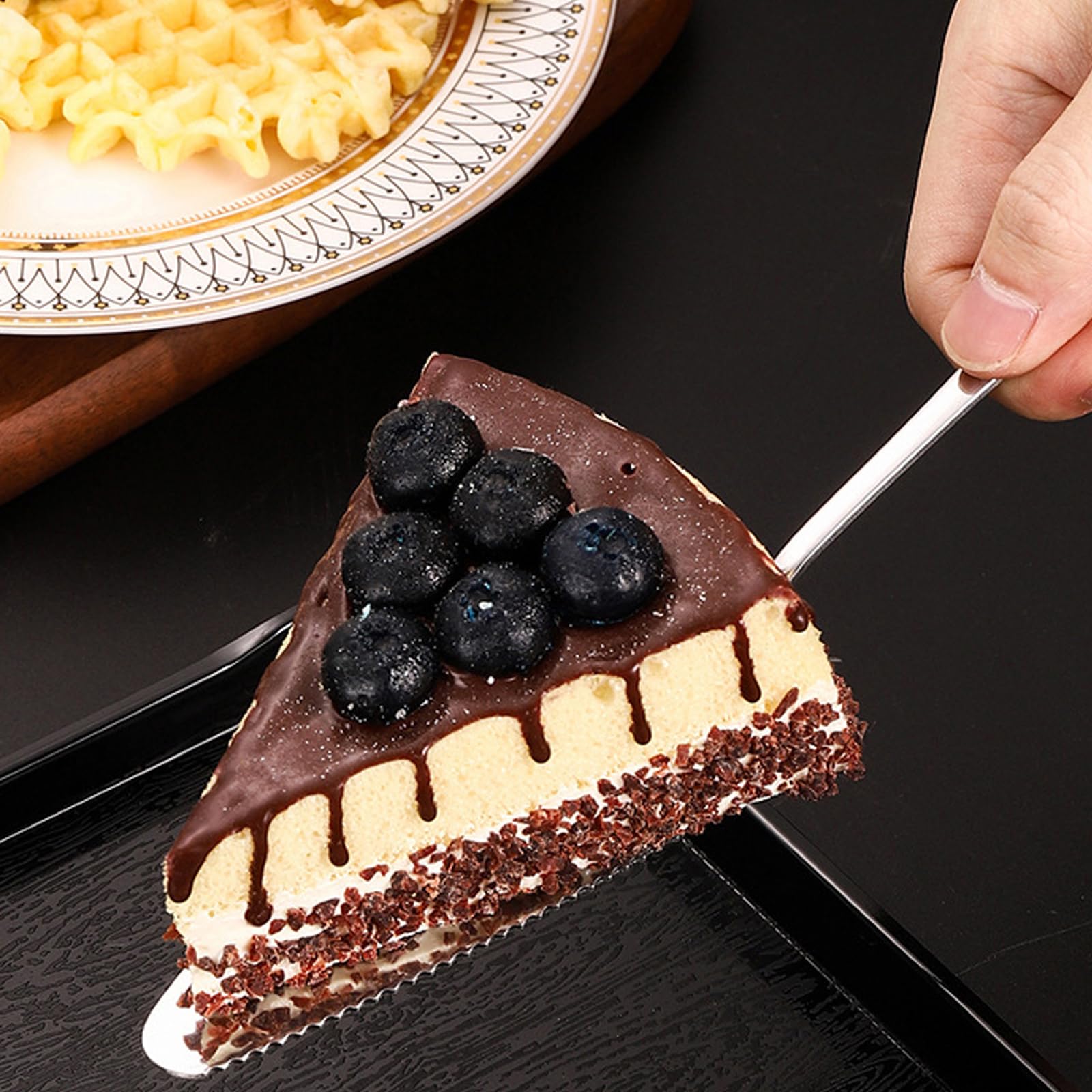 Juego de 2 cortadores de pasteles de acero inoxidable, cortador de pasteles con bordes dentados para cocina, restaurantes, bodas, cumpleaños y fiestas